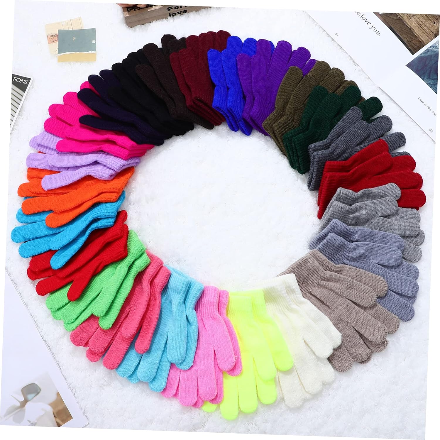 24pairs Boys and Girls Knit Gloves Years Old Warm Hiking Gloves Full Finger Mittens Boy Girl Hand Warmers