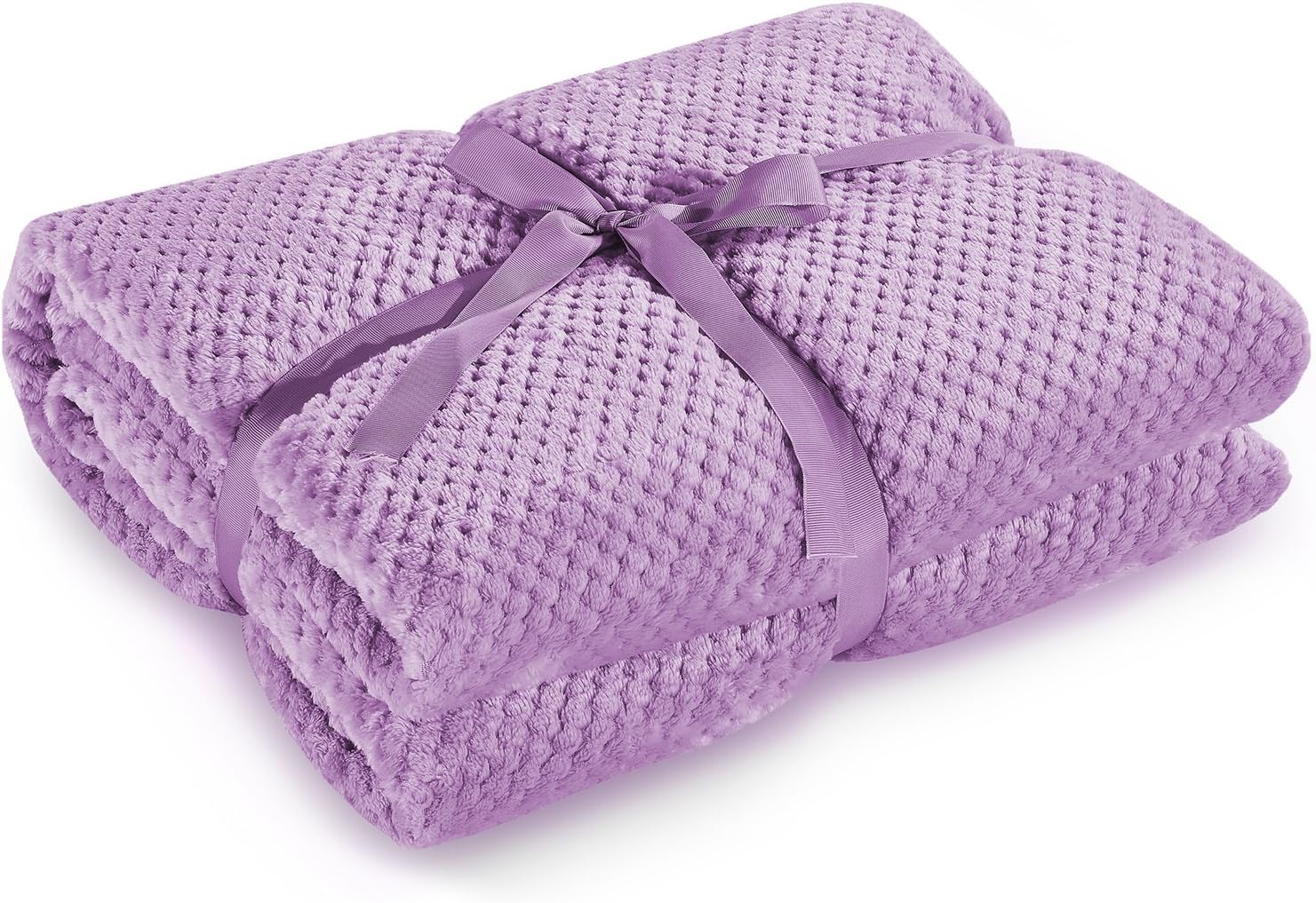 DecoKing Henry Cuddly Blanket 70 x 150 cm Microfibre Blanket Bedspread Fleece Soft Cuddly Scandinavian Style Purple - Image 3