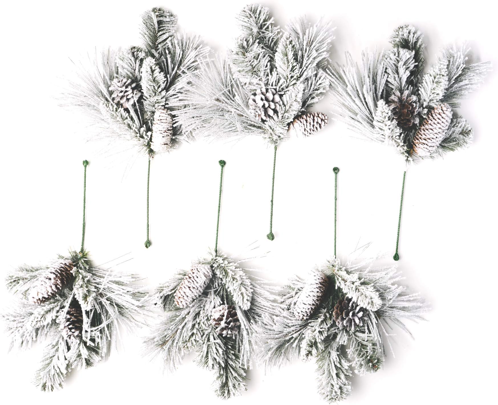 CraftMoreFrosted Holiday Pine Pick Set of 6