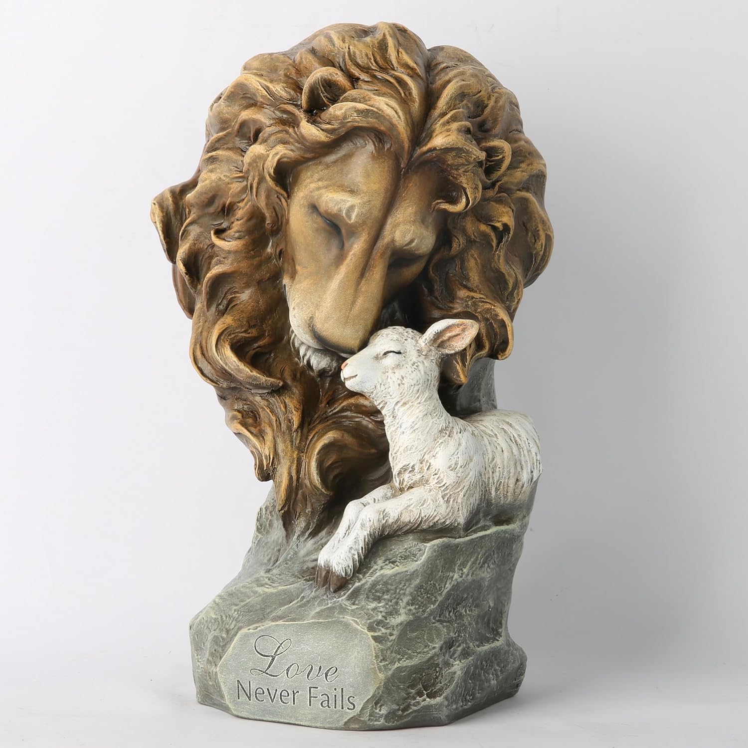 BC Home Décor 11.8" H Lion with Lamb Statue, Jesus's redemptive Love Never Fails, Hand Painted Devout Gift, Gift of Easter, Classical Renaissance Sculpture Masterpiece by Buildclassic