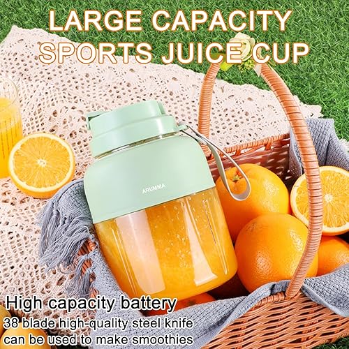 Miniatura 7 de Licuadora portátil para batidos y batidos de 43 onzas, carga USB, inalámbrica, potentes cuchillas, licuadora portátil para jugos pequeños, frutas,