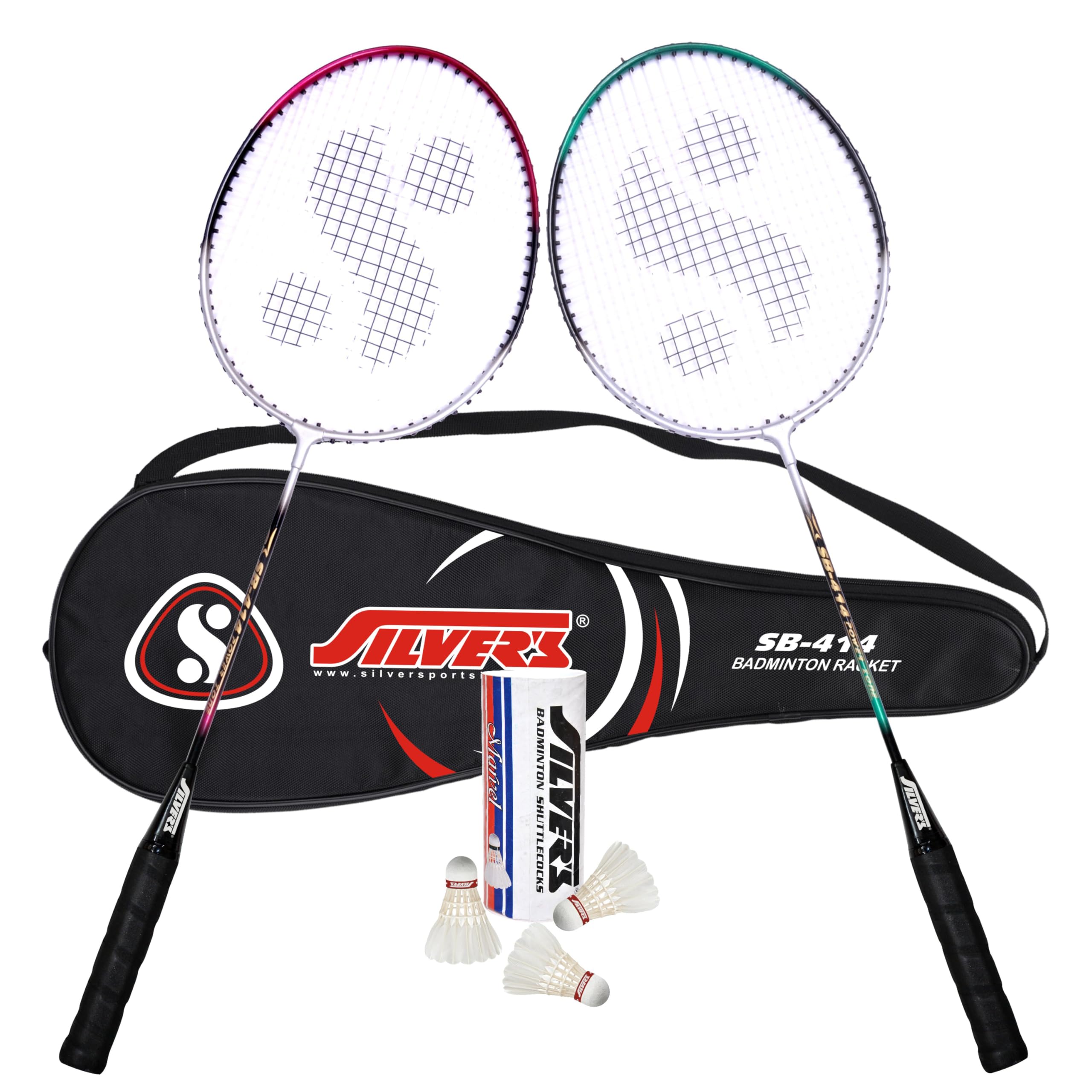 Silvers SB-414 Badminton Kit (2 Racquets with Full Cover, 1 Box Feather Shuttlecock Pack of 3) (B0D9H9YW2H) Amazon Price History, Amazon Price Tracker
