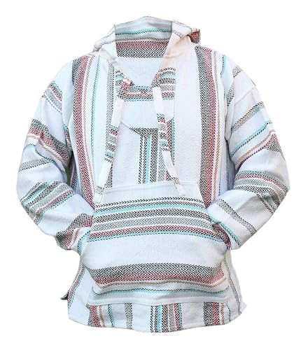 Del Mex Mexican Baja Hoodie Sweatshirt Pullover Jerga Surf Poncho