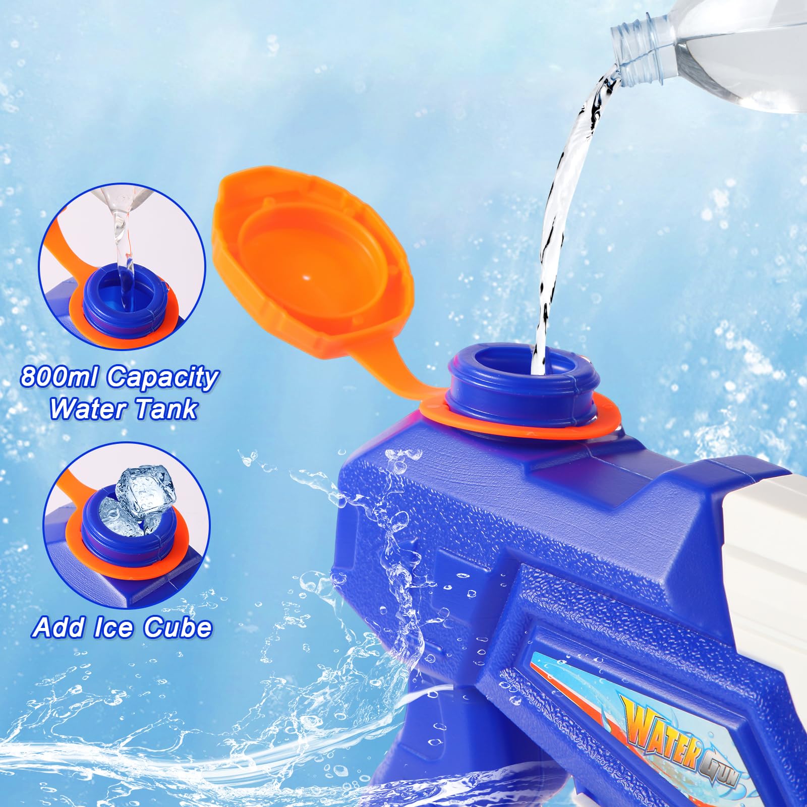 Wasserpistole für Kinder Erwachsene, 2 Stücke 700ML Wasserspritzpistole mit 10 Meter Großer Reichweite, Outdoor Spielzeug für Sommer, Strand, Pool, Garten