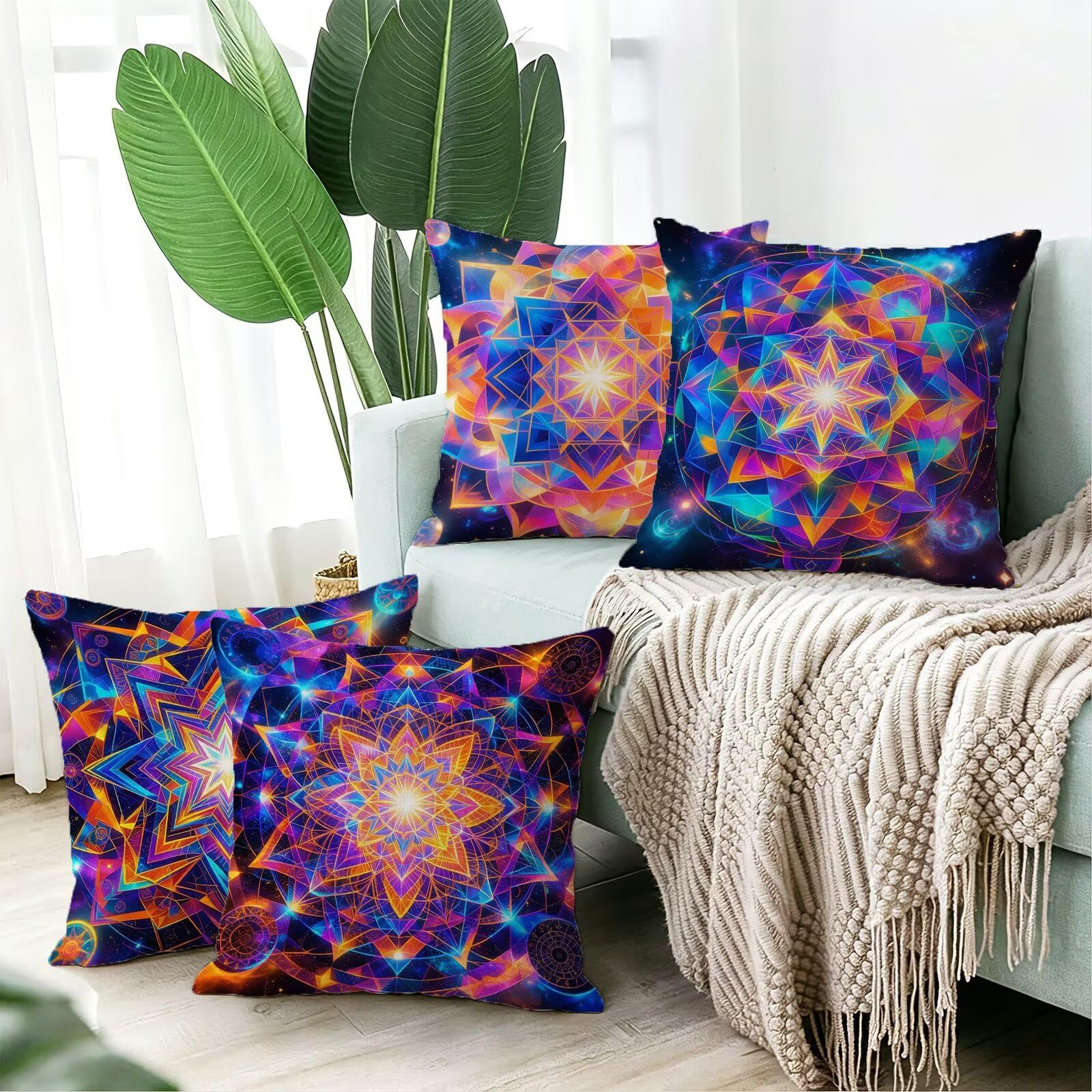 Cojines Exterior Vistoso Funda Almohada 45x45cm Juego de 4, Cod-437