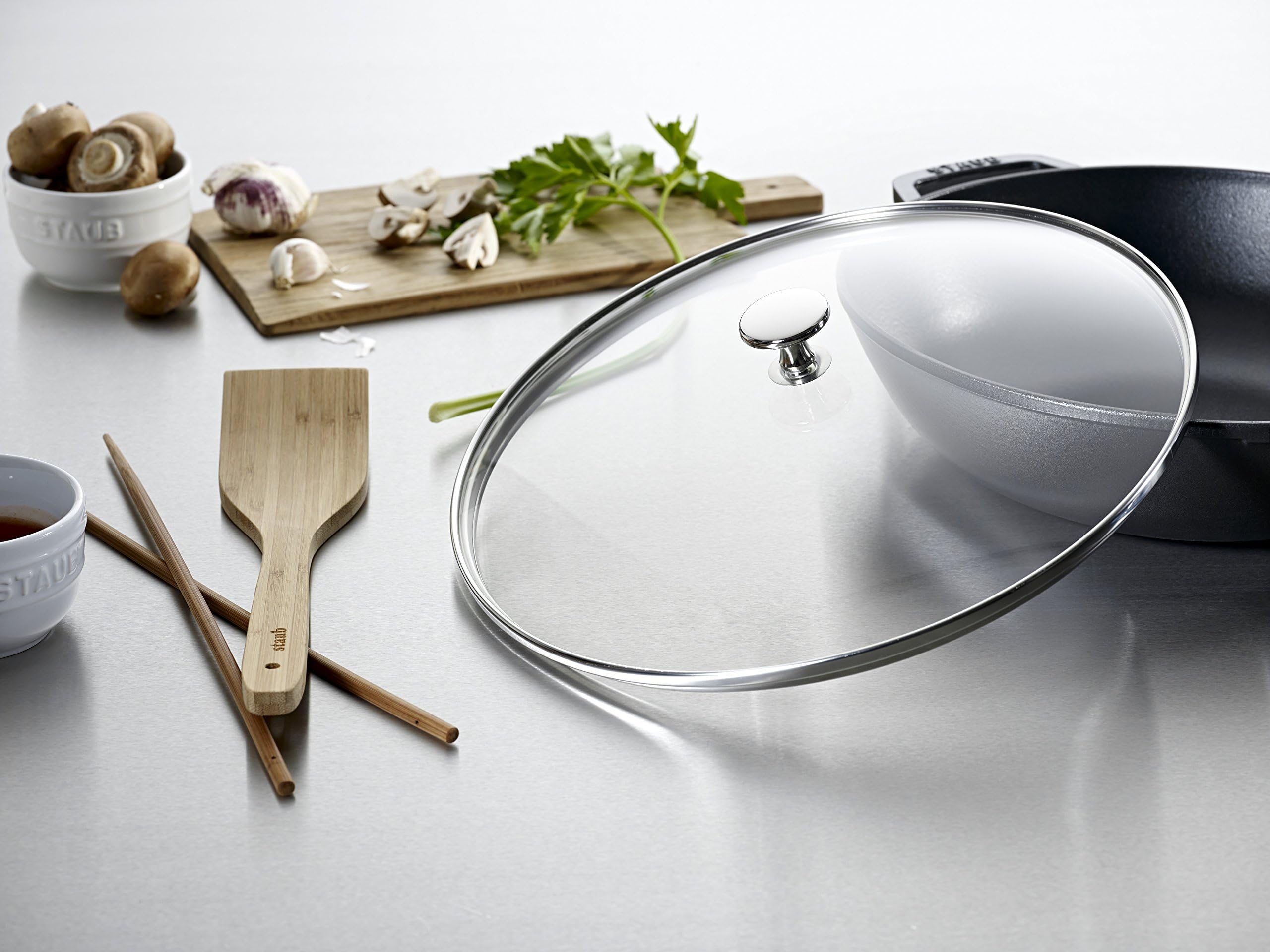 STAUB Couvercle en Verre pour Wok, Rond, Ø 30 cm, Transparent