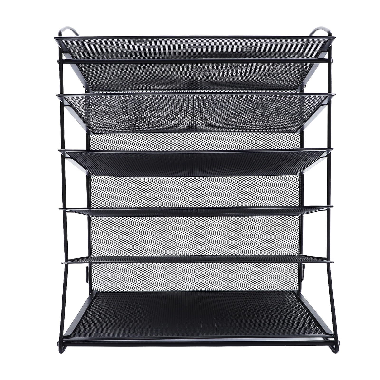 Organisateur de Fichiers de Bureau en Fer Noir Étagère à Dossiers Multicouches pour Documents, Design Moderne et Amélioration de L'efficacité