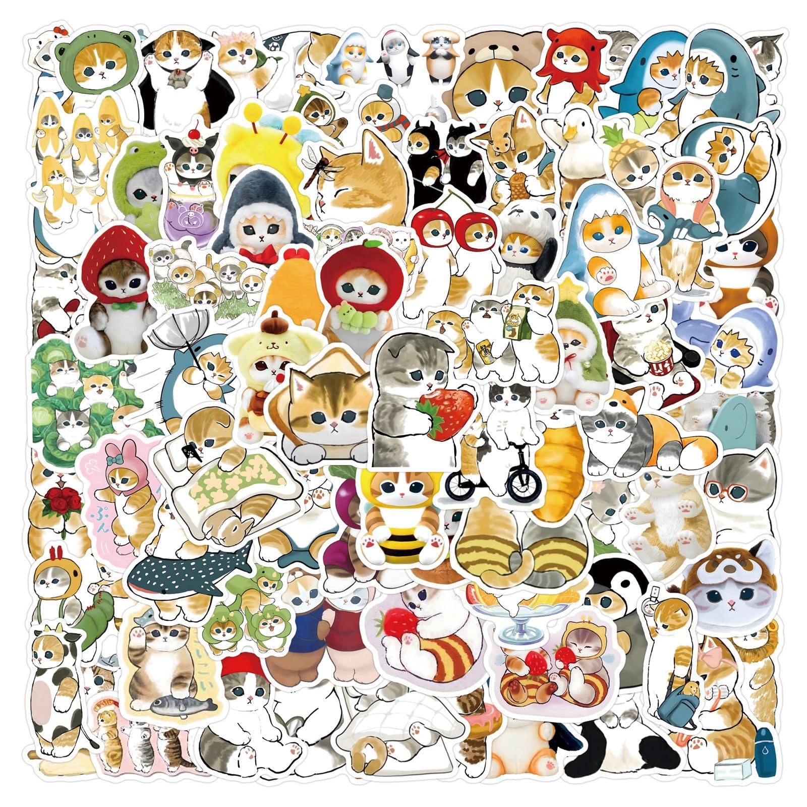 110 Pcs Mofusand Cat Stickers for Children Teens Girls Boys,Cute Style Cat Stickers for Bicycle,Skateboard,Laptop Water Bottles,Computer,Waterproof Vinyl for Wall,Graffiti Stickers