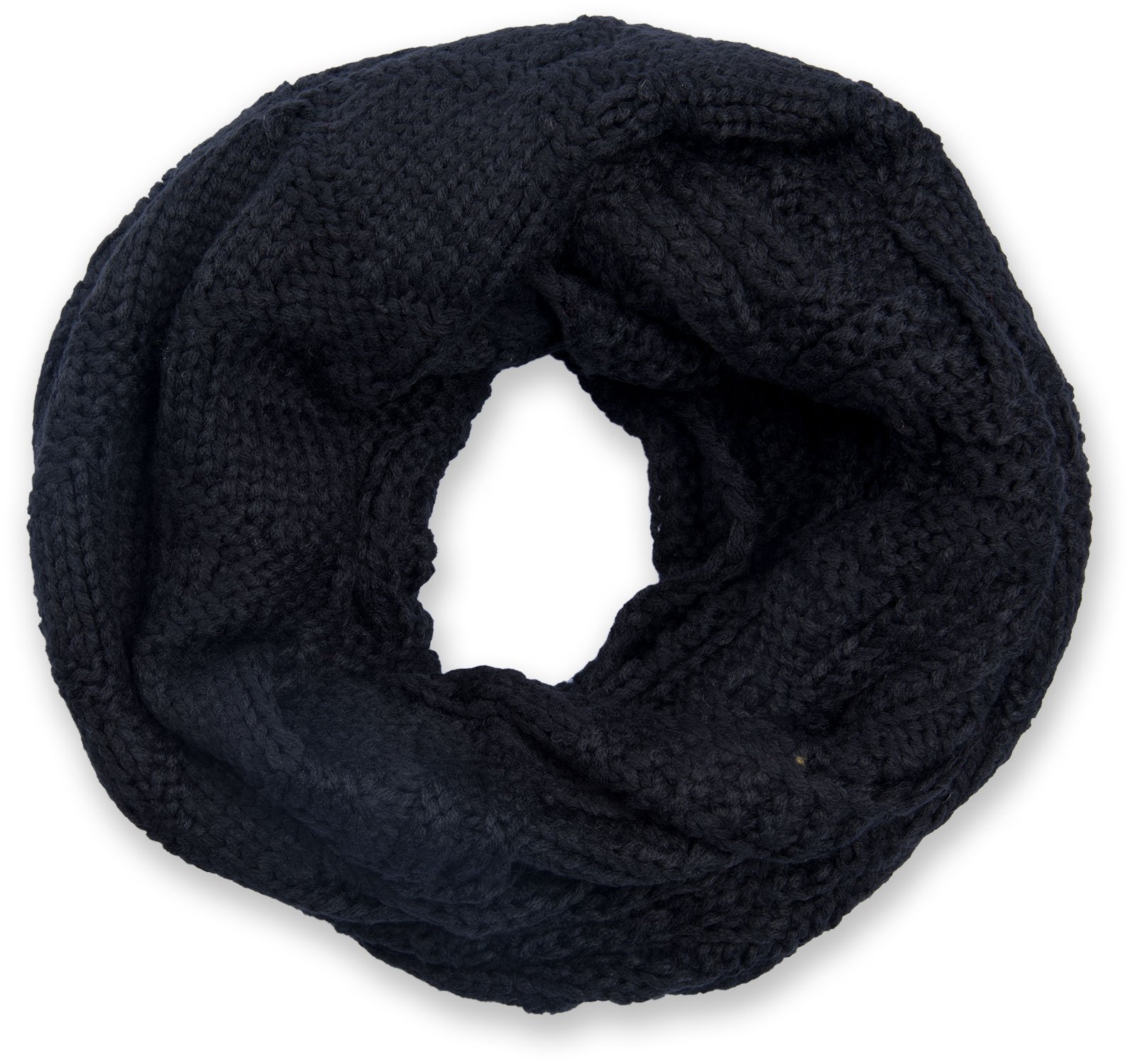 styleBREAKER knit loop scarf with grid and rib pattern, single-colour fine-knit snood, winter knit scarf, unisex 01018155, Colour:Black