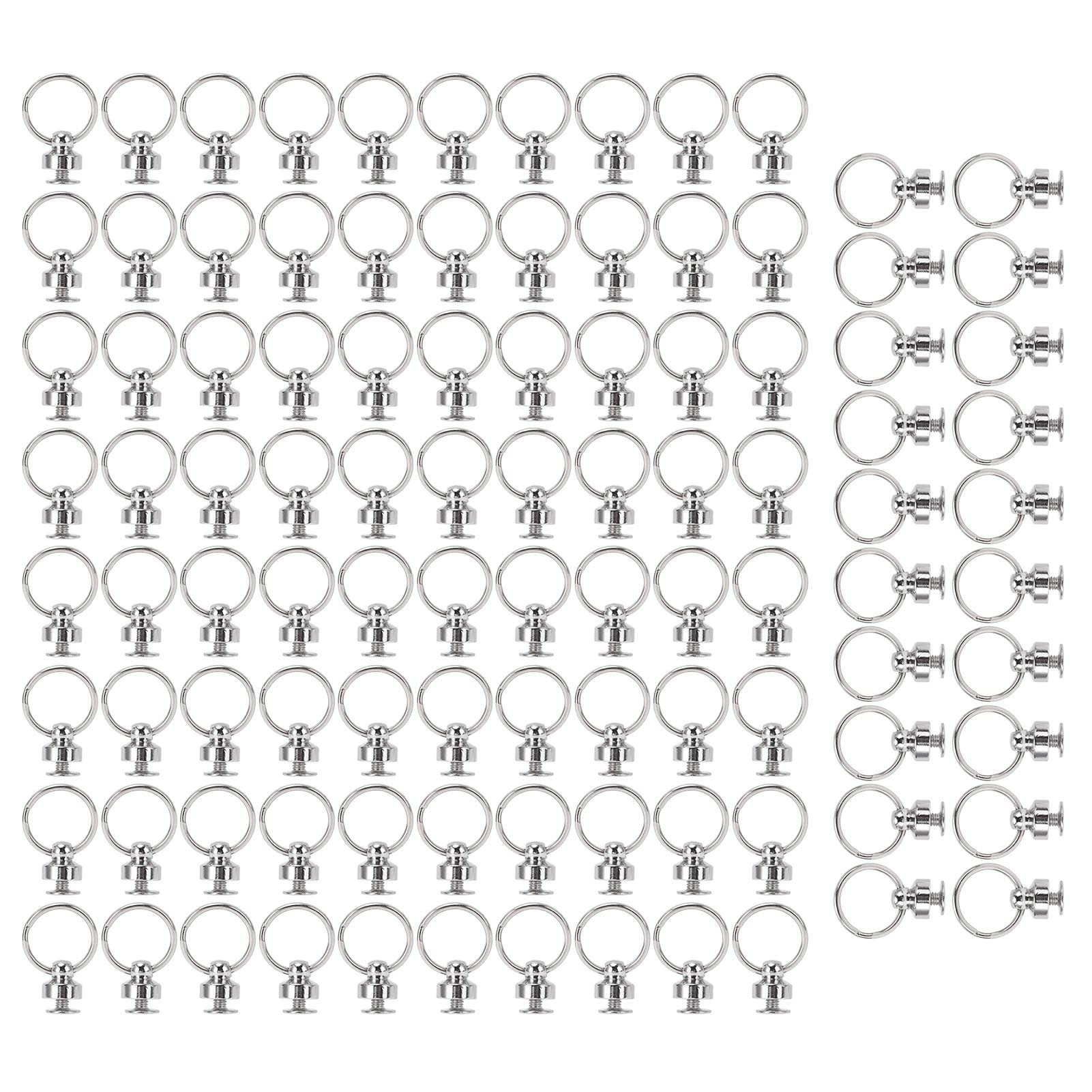 Juego de 100 Remaches de Cabeza Redonda con Anillo de Tracción, Remaches de Tornillo para Manualidades de Cuero, Remaches de Cabeza Redonda de Metal para Decoración de Bolsos de