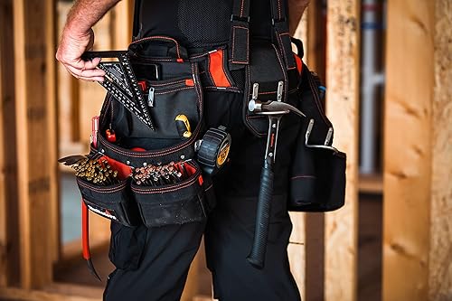 Miniatura 3 de Hultafors Work Gear HT5617 Pro Framer Combo Delantal con tirantes estilo yugo, cinturón de herramientas de poliéster balístico resistente, bolsillos