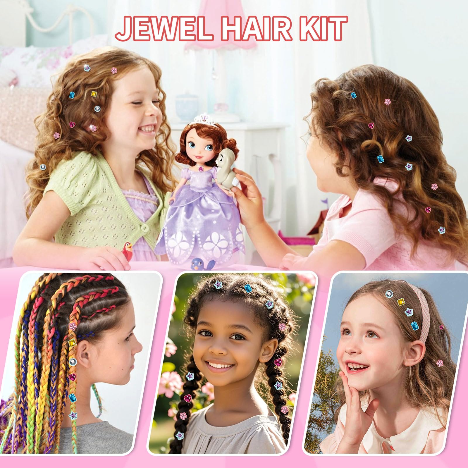 Kit De Tampons à Strass Pour Cheveux – Bijoux Capillaires Scintillants Réutilisables – Outil Coiffure Créatif Pour Filles – Cadeau Anniversaire