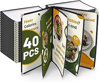 WeChef 40 Pack Restaurant Menu Covers 8.5 x 14inch Book Style 5 Pages 10 Views