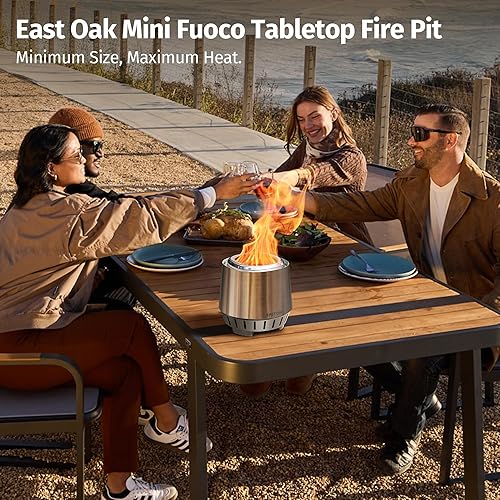 Miniatura 8 de East Oak Fuoco - Chimenea de mesa sin humo  Cenicero 3 en 1  Chimenea portátil de madera y pellets  Acero inoxidable  Quemado 120% más eficiente