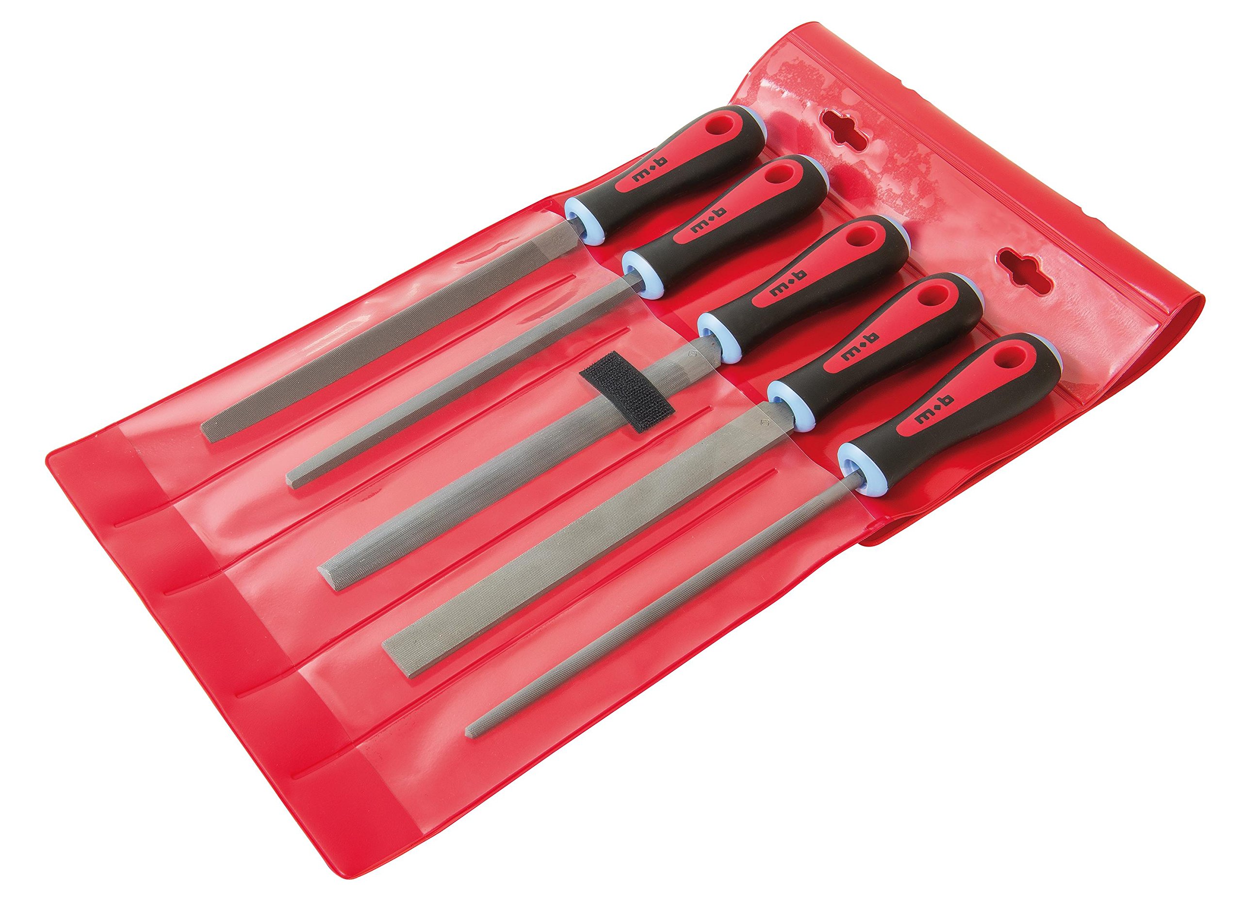 MOB Outillage 0935208501 – Juego de 5 limas con mango de dos materiales mi-doux, Negro, 0935208501