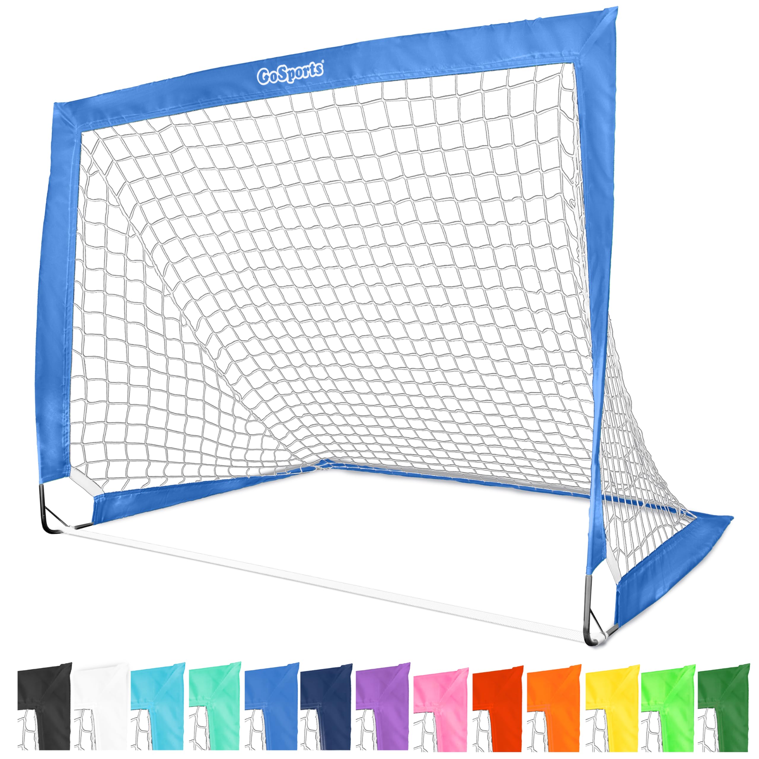 GoSports Portable Soccer Goals for Kids - 13 Color Options - Choose 4 x 3 ft or 6 x 4 ft - Team Tone Pop Up Nets for Backyard