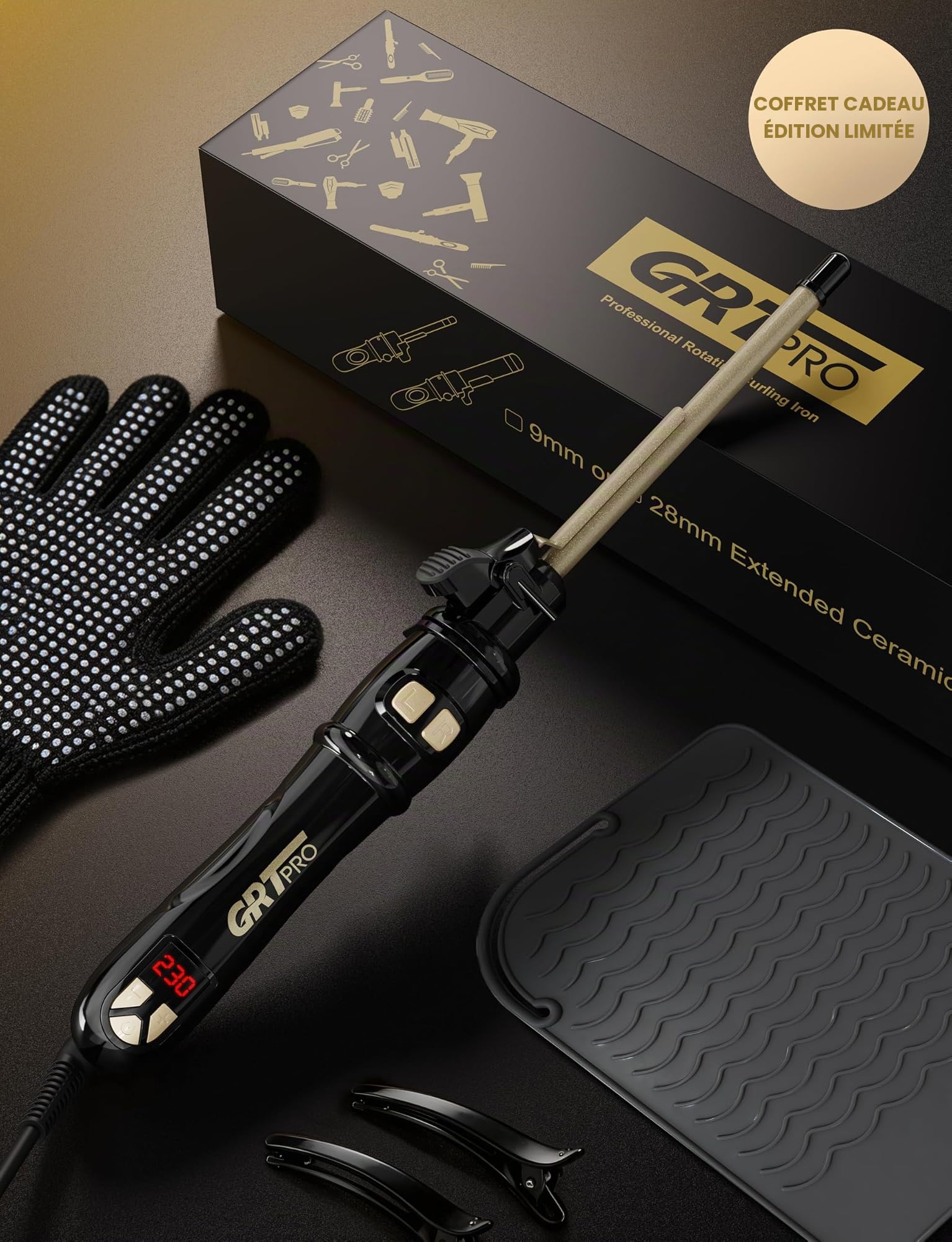 Boucleur À Cheveux Automatique 9mm - Fer À Boucler Automatique Pour Petites Boucles Avec 14 Niveaux De Chauffage (100-230 °C), Écran LED, Chauffage Rapide En 30 Secondes, Arrêt Automatique