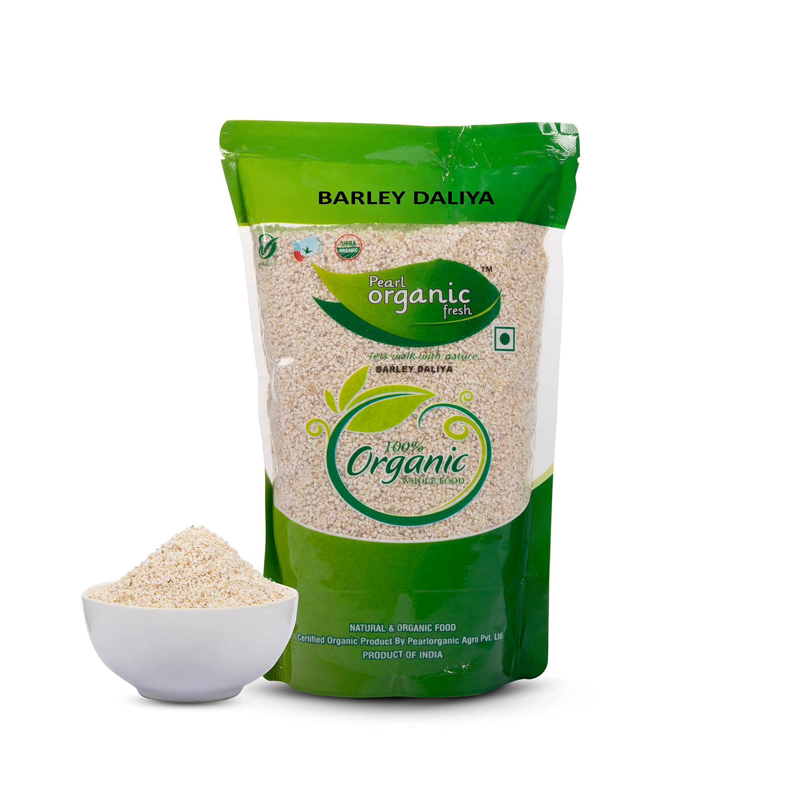 Pearl Organic Fresh Barley Dalia (1 Kg) Jau Daliya | High-Fiber & Protein-Rich Cracked Barley | Easy to Cook & Digest | Ideal for Weight Loss, Porridge, Upma, Khichdi, Healthy Breakfast Cereal