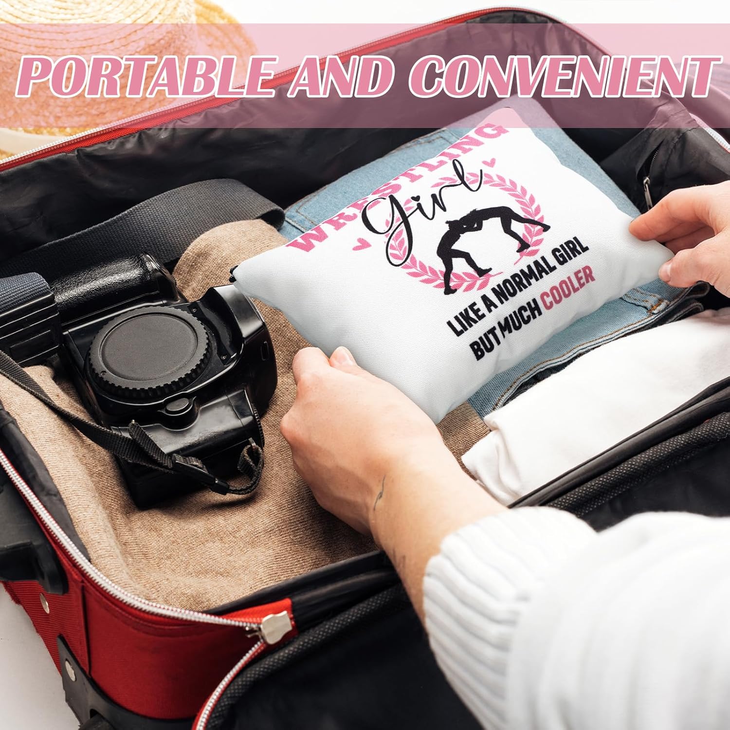 Kacctyen 9 Pcs Wrestling Gifts for Women Wrestling Makeup Bag Funny Wrestler Travel Cosmetic Bags Inspirational Gifts for Birthday Wrest Lovers Wrestler Athlete Fans Coach Mom - Image 6