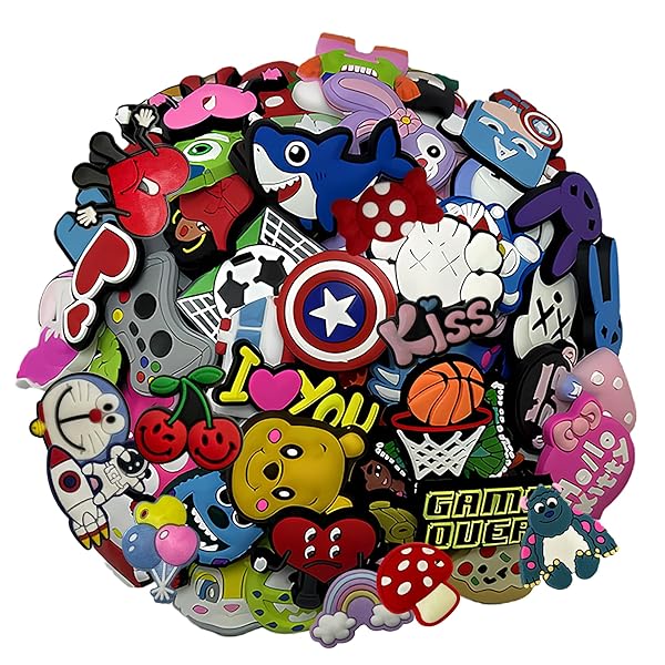 AAASeCai Lot of 30,50,100 pcs Croc Charms,Random PVC Croc Charms with Different Designs Shape Shoe Charms