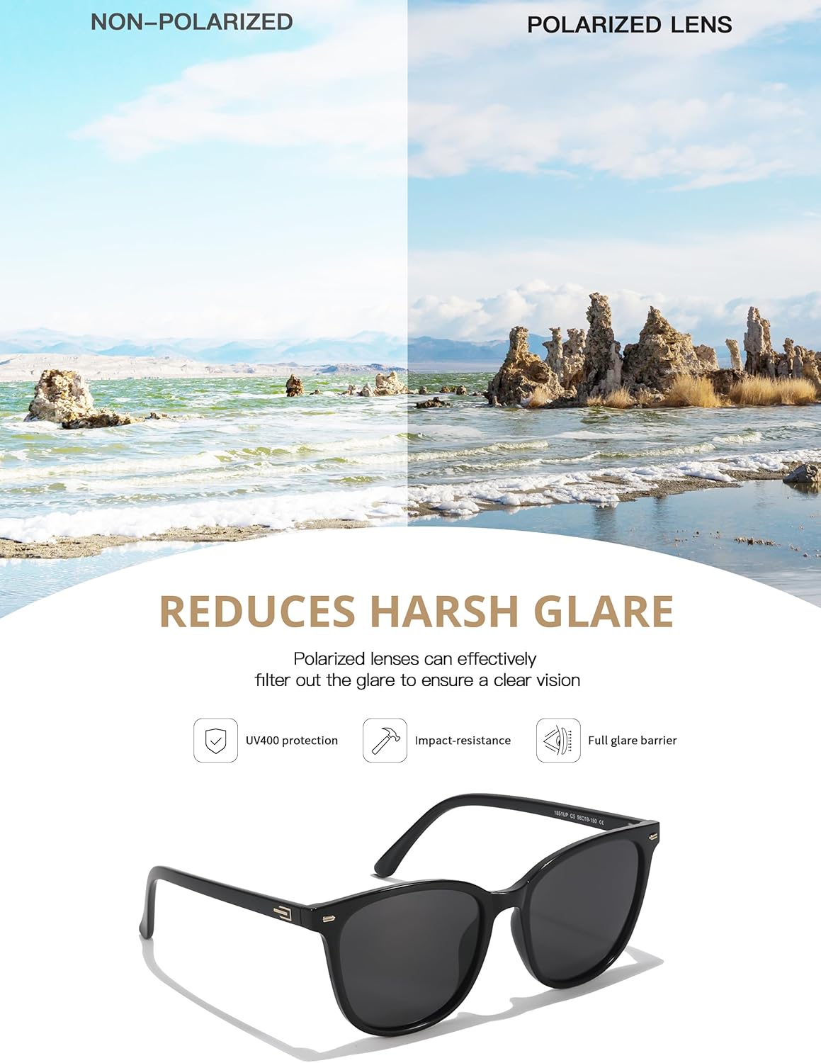 IGnaef Trendy Polarized Sunglasses for Women, Square Mirrored Shades with UV Protection Anti Glare Sun Glasses IF1851 - Image 5