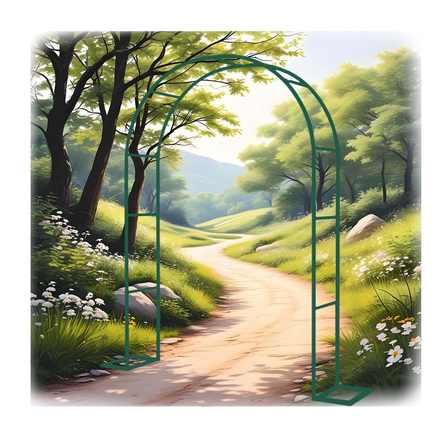 Arco de Gar con base de enrejado de rosas trepadoras para ceremonias de boda, ancho 120/160/180/200/240/260/280/300 cm en negro, blanco y verde (350 x 220 cm)
