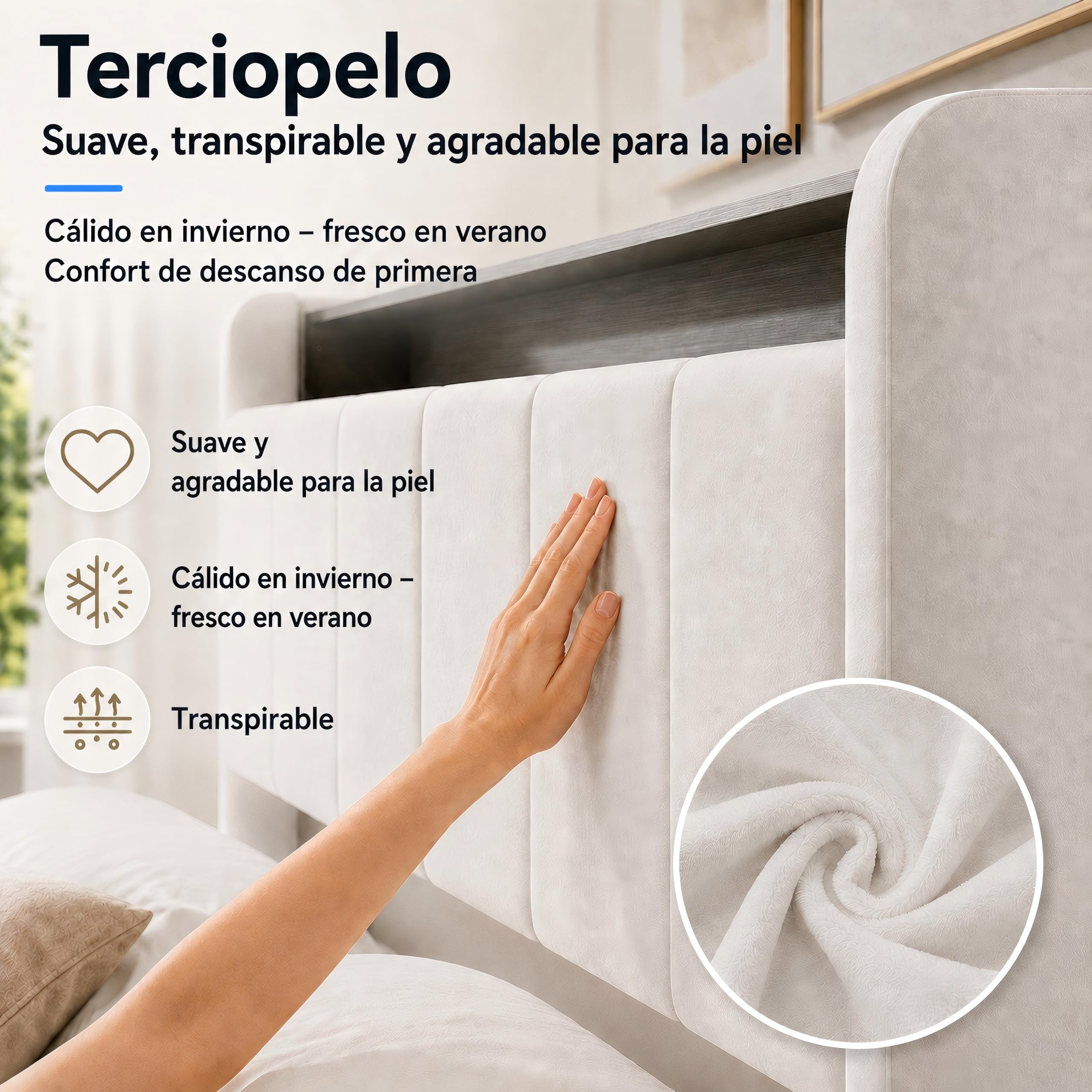 Cama tapizada de 140 x 200 cm con espacio de almacenamiento hidráulico, cama doble con LED y estación de carga USB, cama juvenil de 140 x 200 cm, marco de cama con somier, cama de