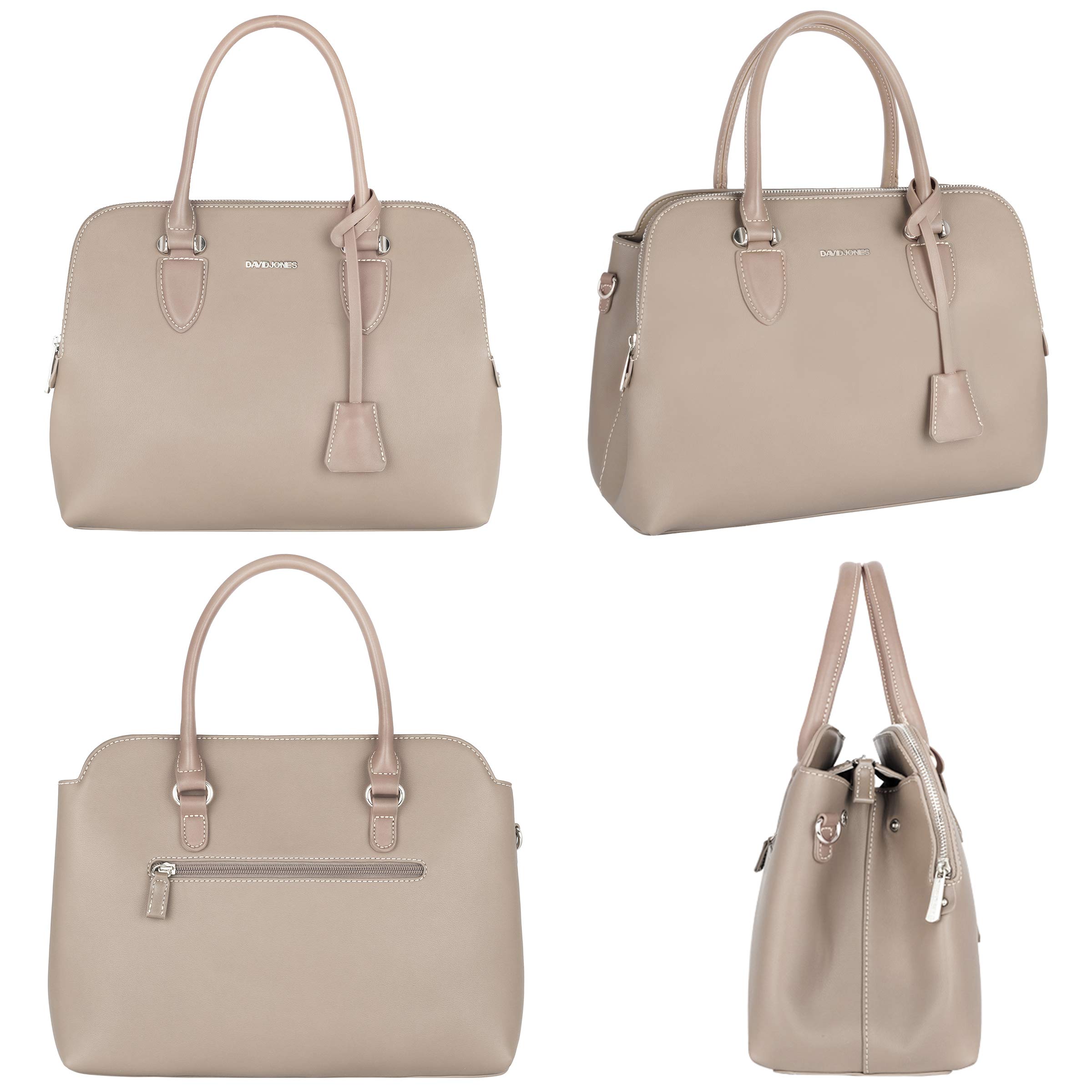 David Jones - Borsa a Mano Bugatti Elegante Donna - a Tracolla Spalla PU Pelle Molte Tasche Scomparti - Tote Shopper Bag Borsetta Grande Lavoro Satchel Cartella Manico Superiore - Beige