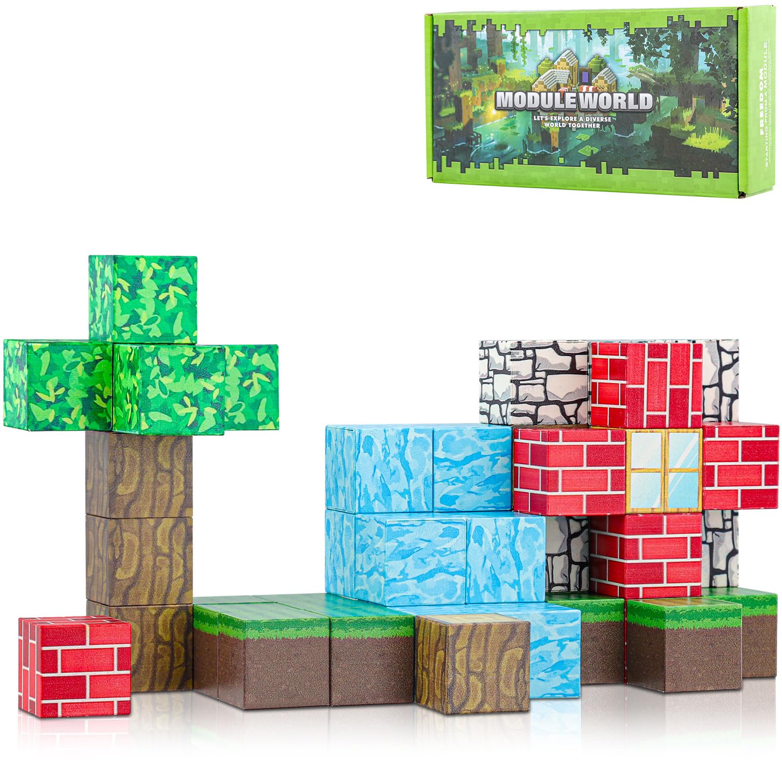 ECHOBUY Magnetic Blocks 48PCS Magnetic Building Blocks for Boys & Girls Aged 3 4 5 6 7 8 9 10 Years Old STEM Montessori Construction Toys Gifts for Kids