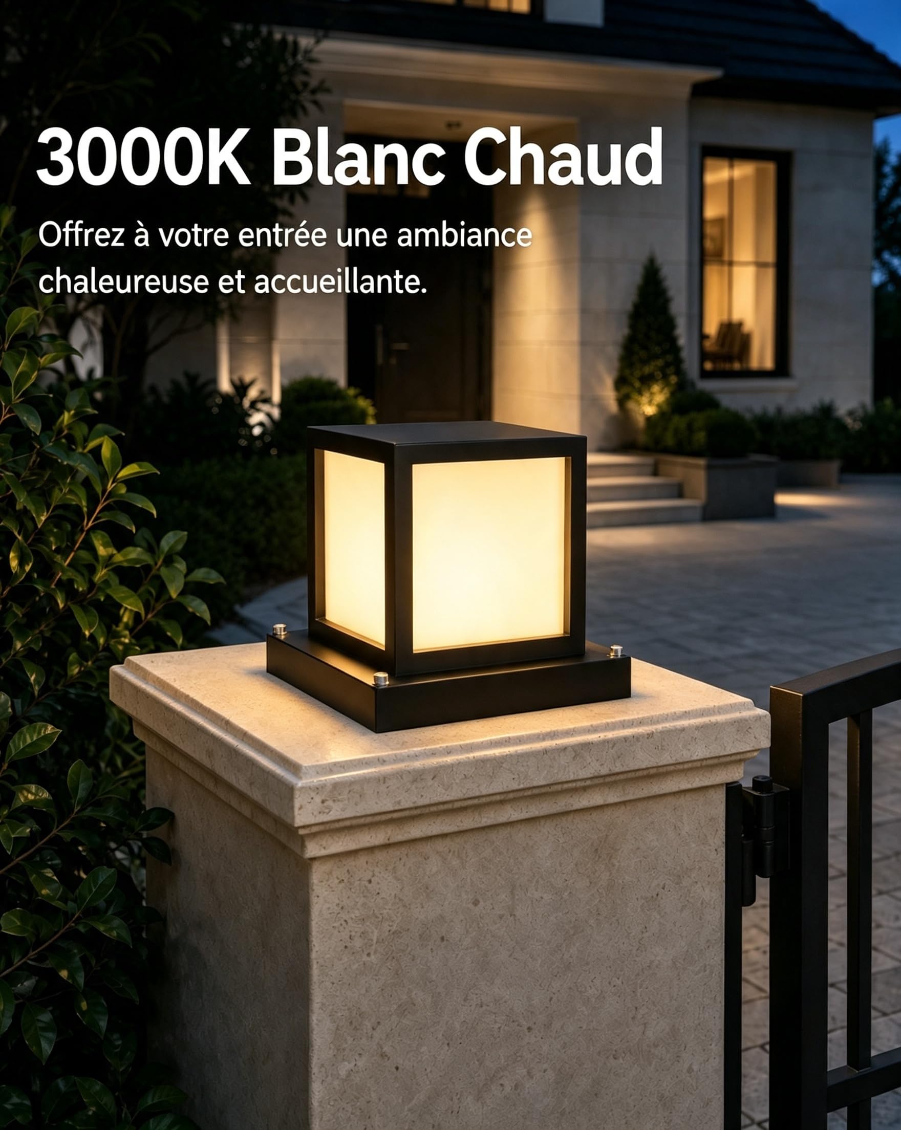 Borne Éclairage Extérieur 230V, IP65 Lampe de Jardin, Noir