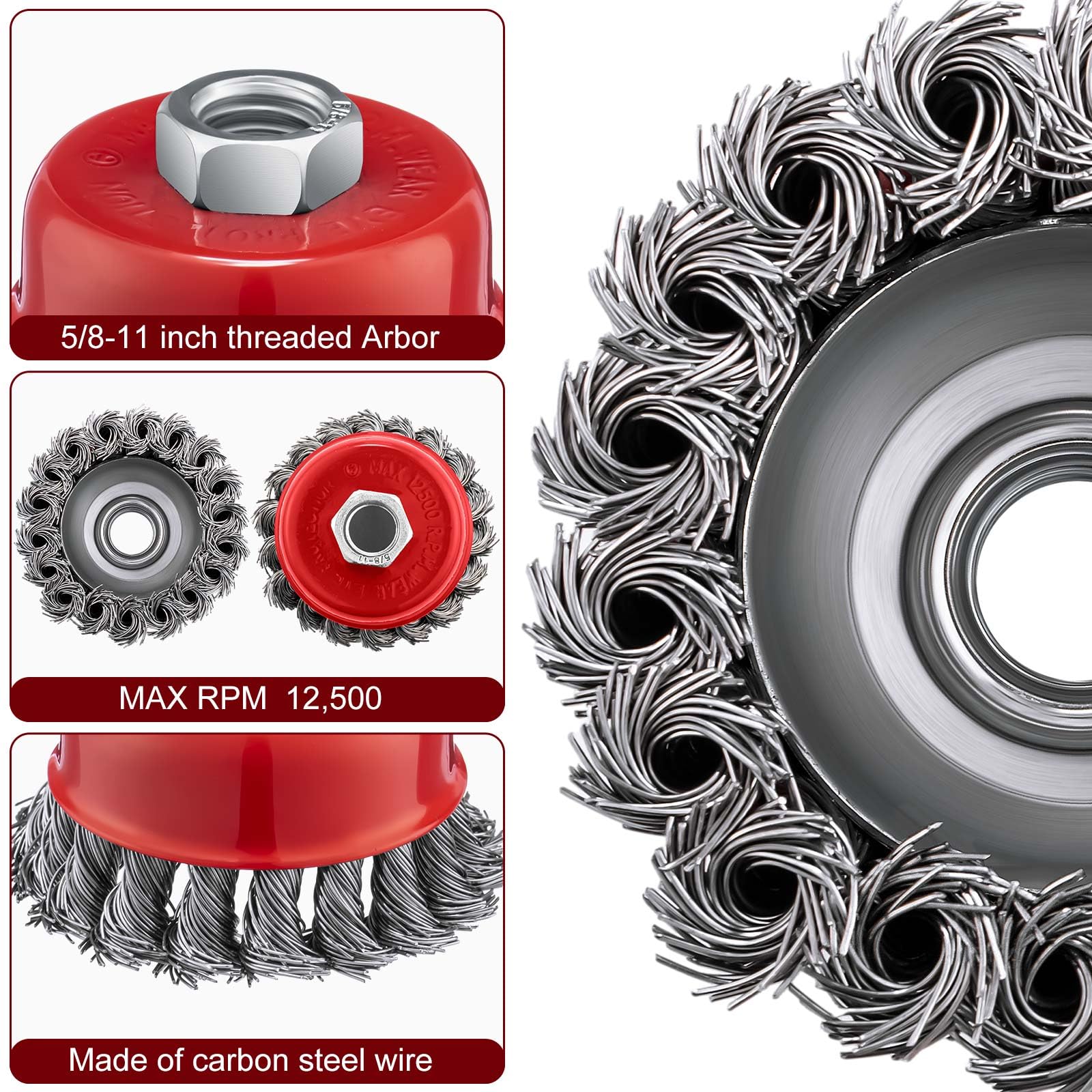 Amazon.com: Tandefio 36 Pcs 3 Inch Wire Wheel Cup Brush with 5/8