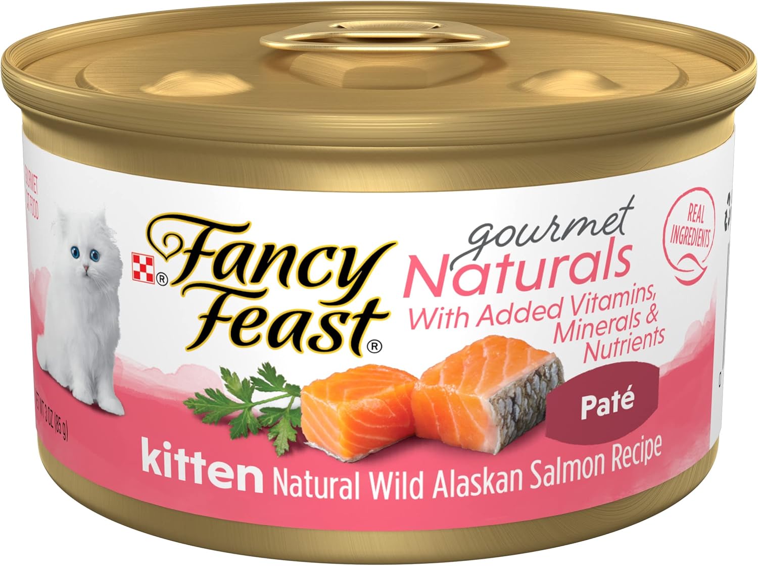 ((Best Before /FEB/2027))Purina Fancy Feast Grain Free Pate Wet Kitten Food Gourmet Naturals Wild Alaskan Salmon Recipe - (Pack of 12) 3 oz. Cans Natural Salmon 3 Ounce (Pack of 12)