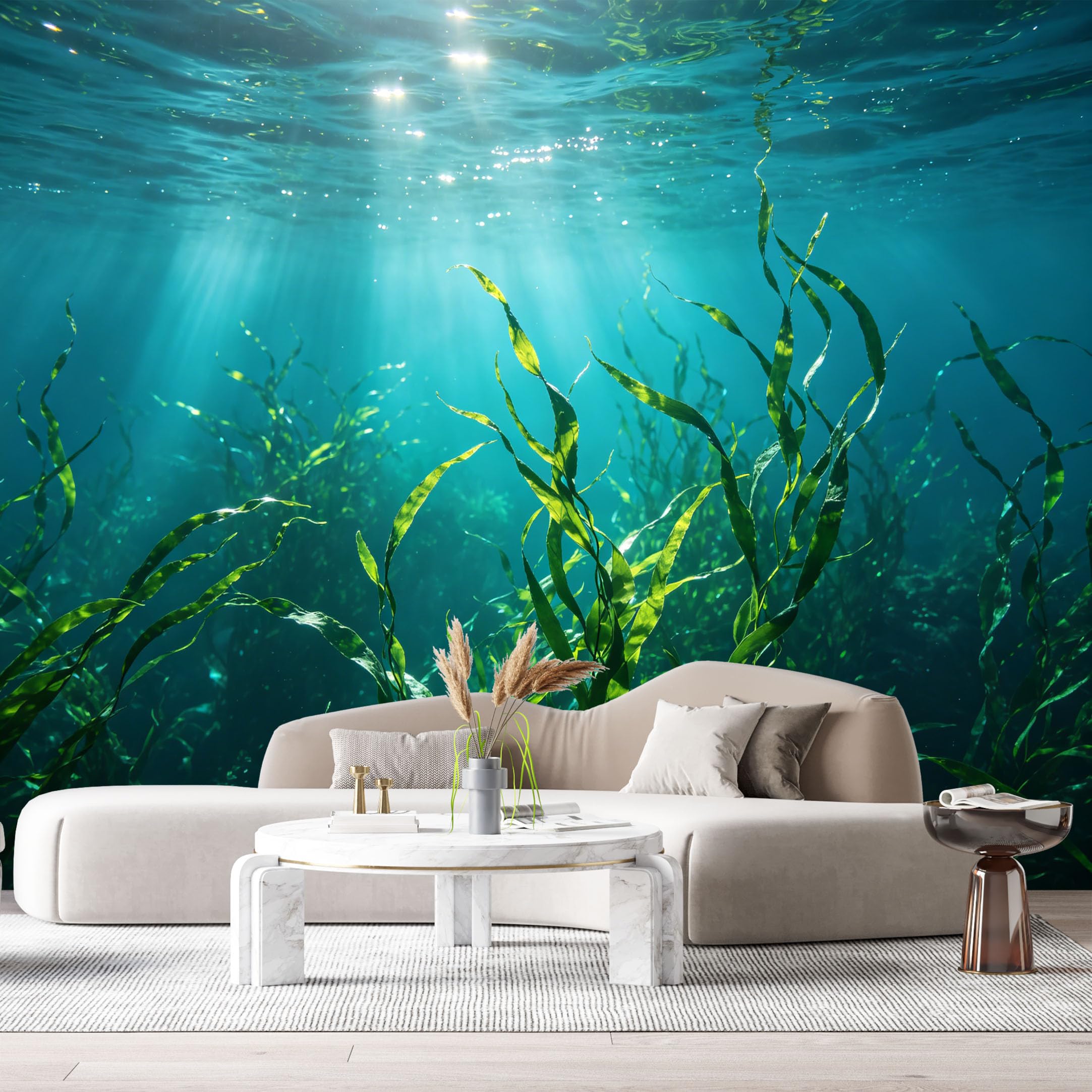Custom Size Wall Murals Ocean Marine Underwater Seaweed Sunbeam 3D SelfAdhesiveWall Fabric Removable Wallpaper Wall Decor for Living Room Bedroom Bathroom