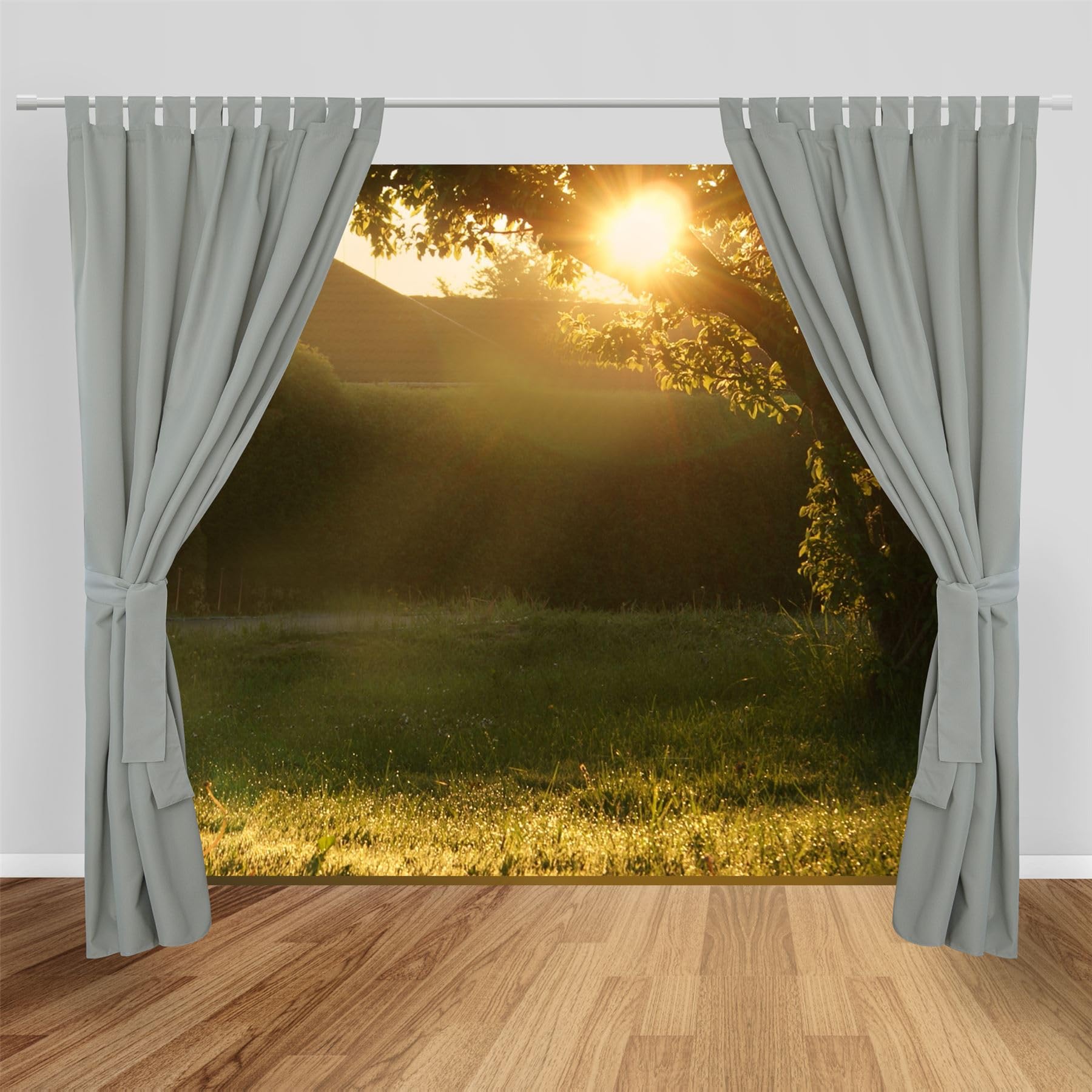 IANPAV Outdoor Curtain Waterproof 155x240cm Gray with Tab-Top Mount for Garden, Balcony, Patio