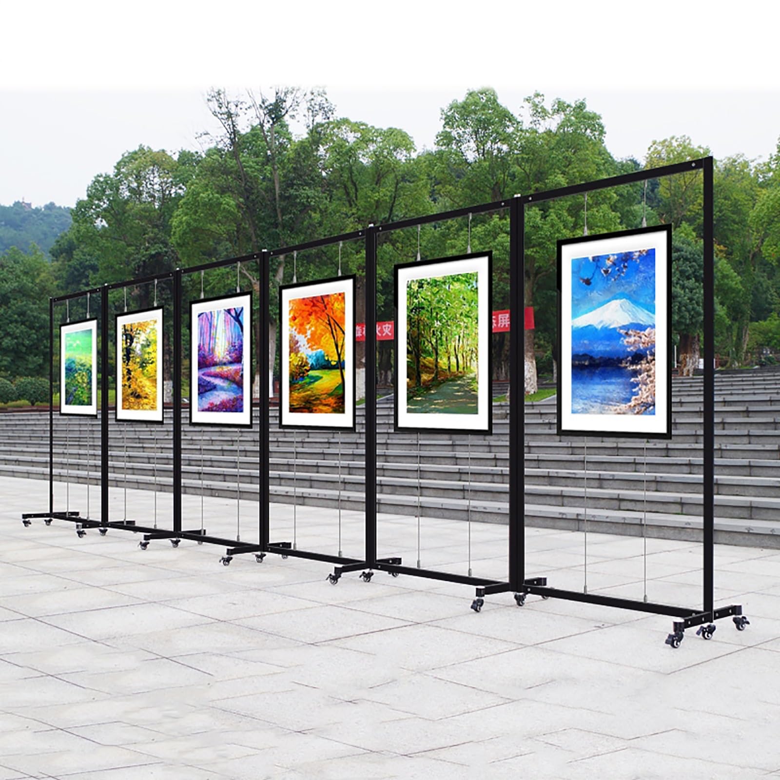 Présentoirs Mobiles à roulettes, chevalets modulaires pour expositions, Panneaux roulants pour Photos et Affiches, Noir 100 x 200 cm, Parfaits pour la signalétique et Les présentations artis