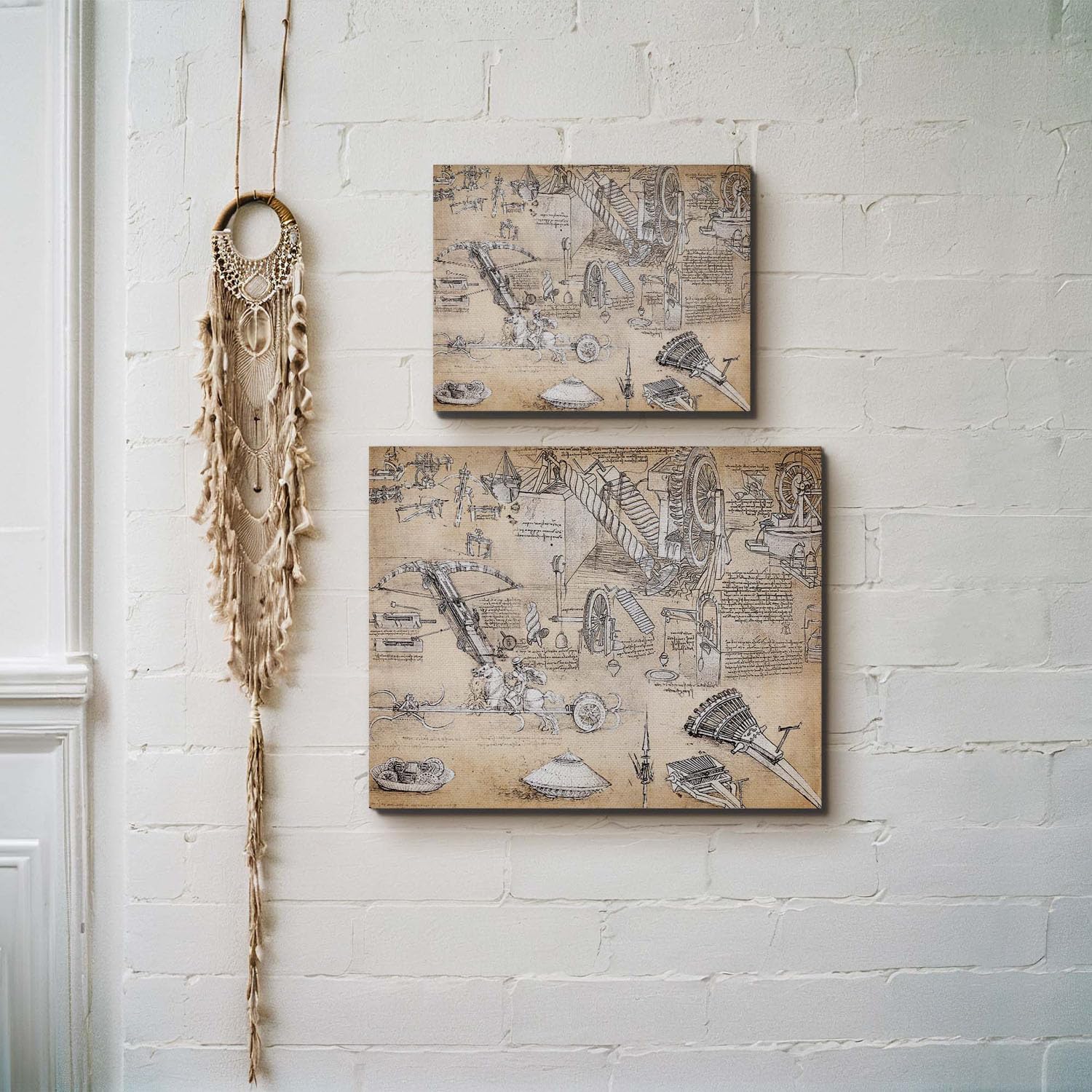 Leonardo Da Vinci Inventions Collage – World Famous Wall Art, 11x14 Inches, Multicolor, Traditional Style, Hanging Decor