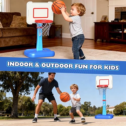 Miniatura 2 de Aro de baloncesto para niños pequeños, aro de baloncesto de altura ajustable junto a la piscina