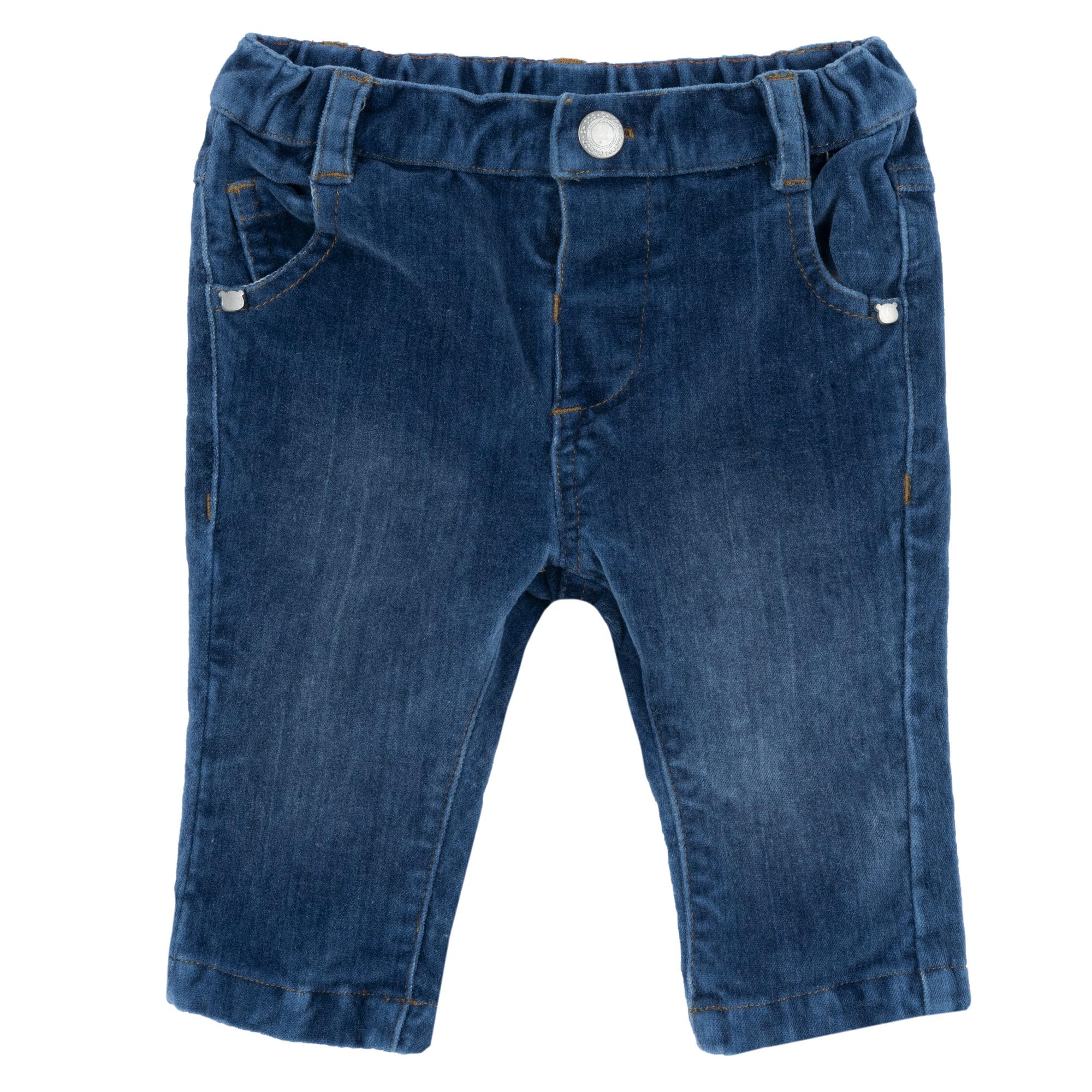 Chicco, Pantalón para Bebé de Terciopelo Suave Efecto Jeans, Azul