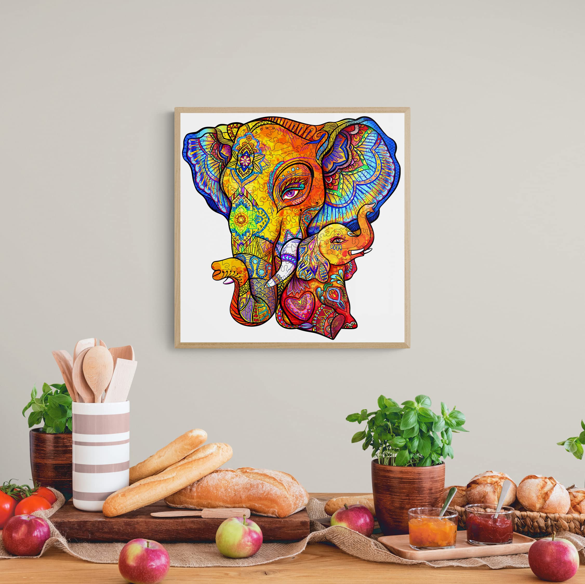 Funnli Puzzle en Bois pour Adultes et Enfants, Puzzles Bois Animaux (Amour Maternel), Pièces de Puzzle de Forme Unique, (XL-55 * 53.7cm- 675 Pièces)