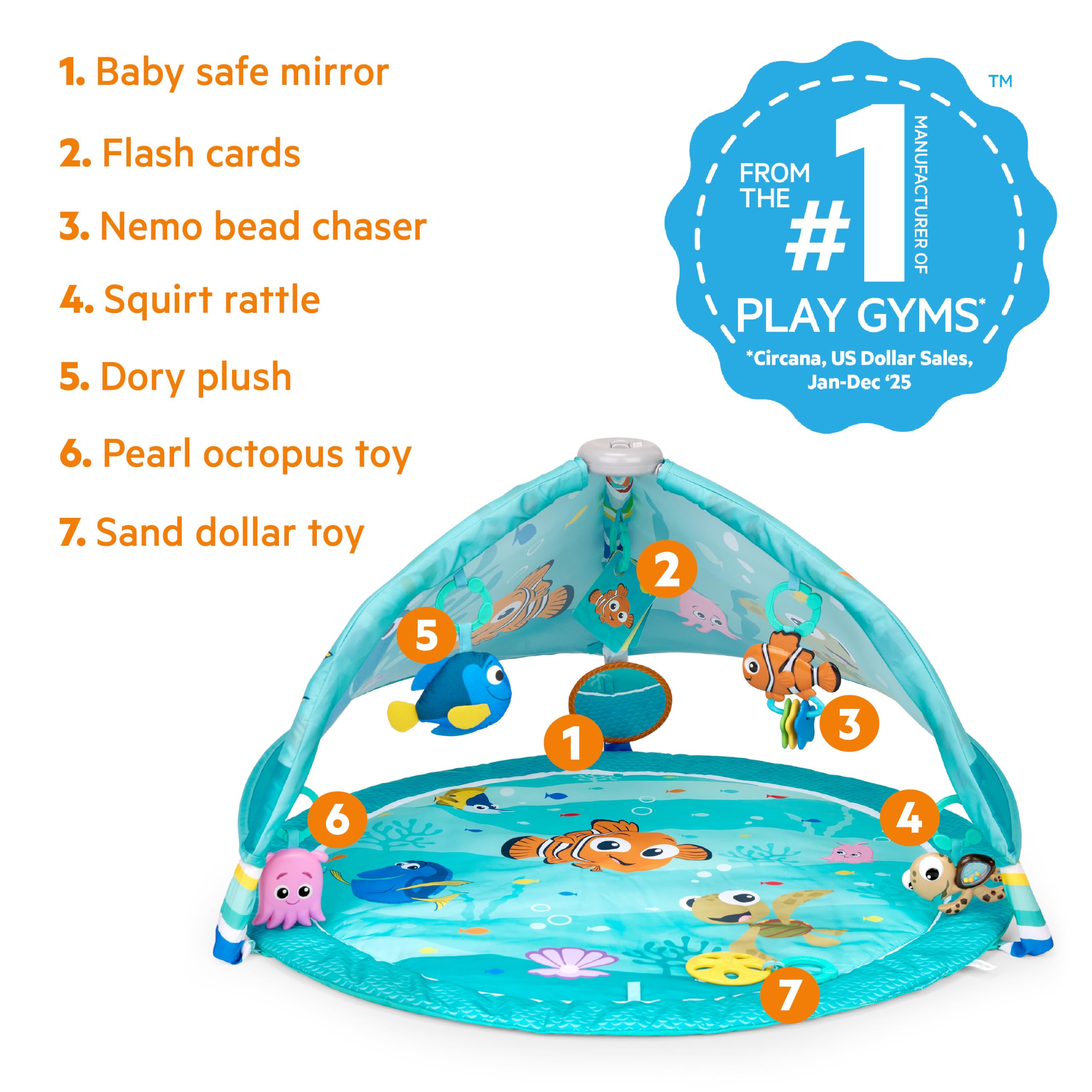 Disney Baby Finding Nemo POP 'N Wiggle klappbares Spielbogen mit Spielzeugstange, Indoor/Outdoor, ab Neugeborenem