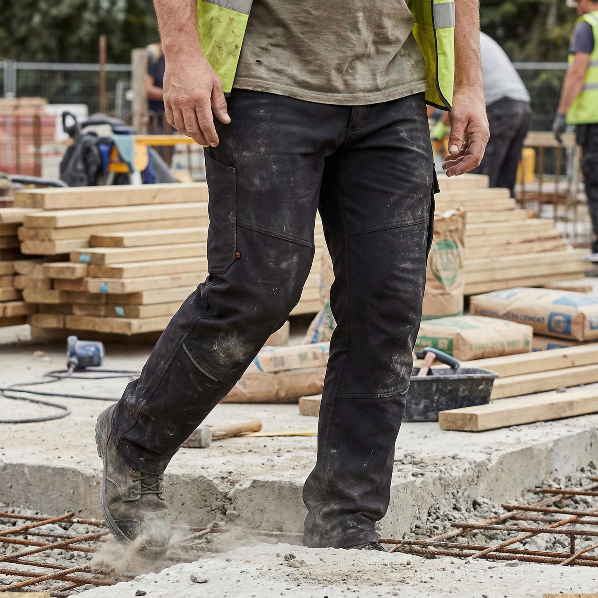 Stenso Primo Mechanische Stretchhose Für Herren - Arbeitshosen Männer Cargohose Herren Mit Elastischem Bund, T400 Stretchgewebe, Reißverschluss, Knopfverschluss, Mehreren Taschen, Schwarz