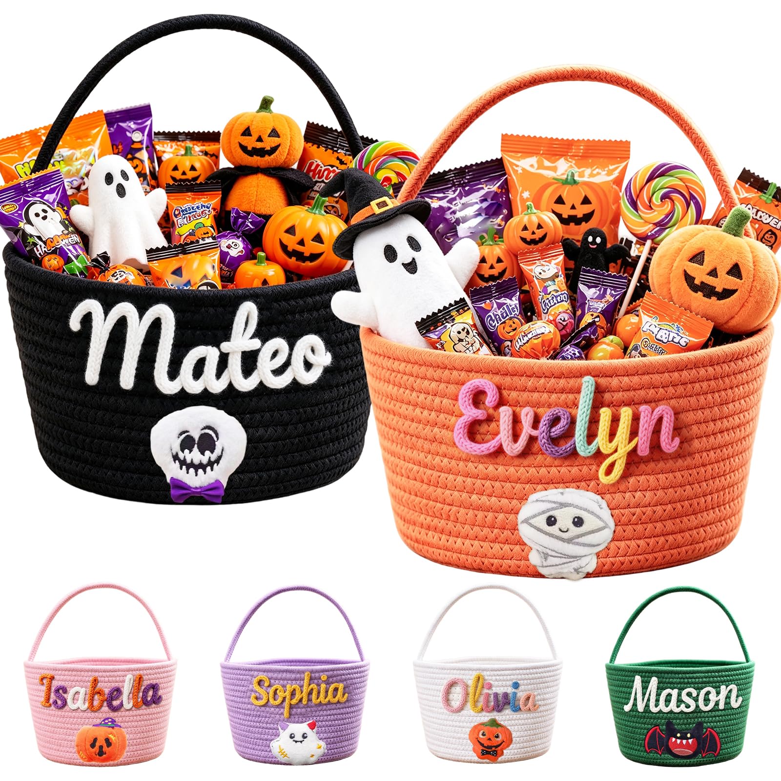 Personalized Halloween Trick‑or‑Treat Basket, Custom Boo Bucket for Kids