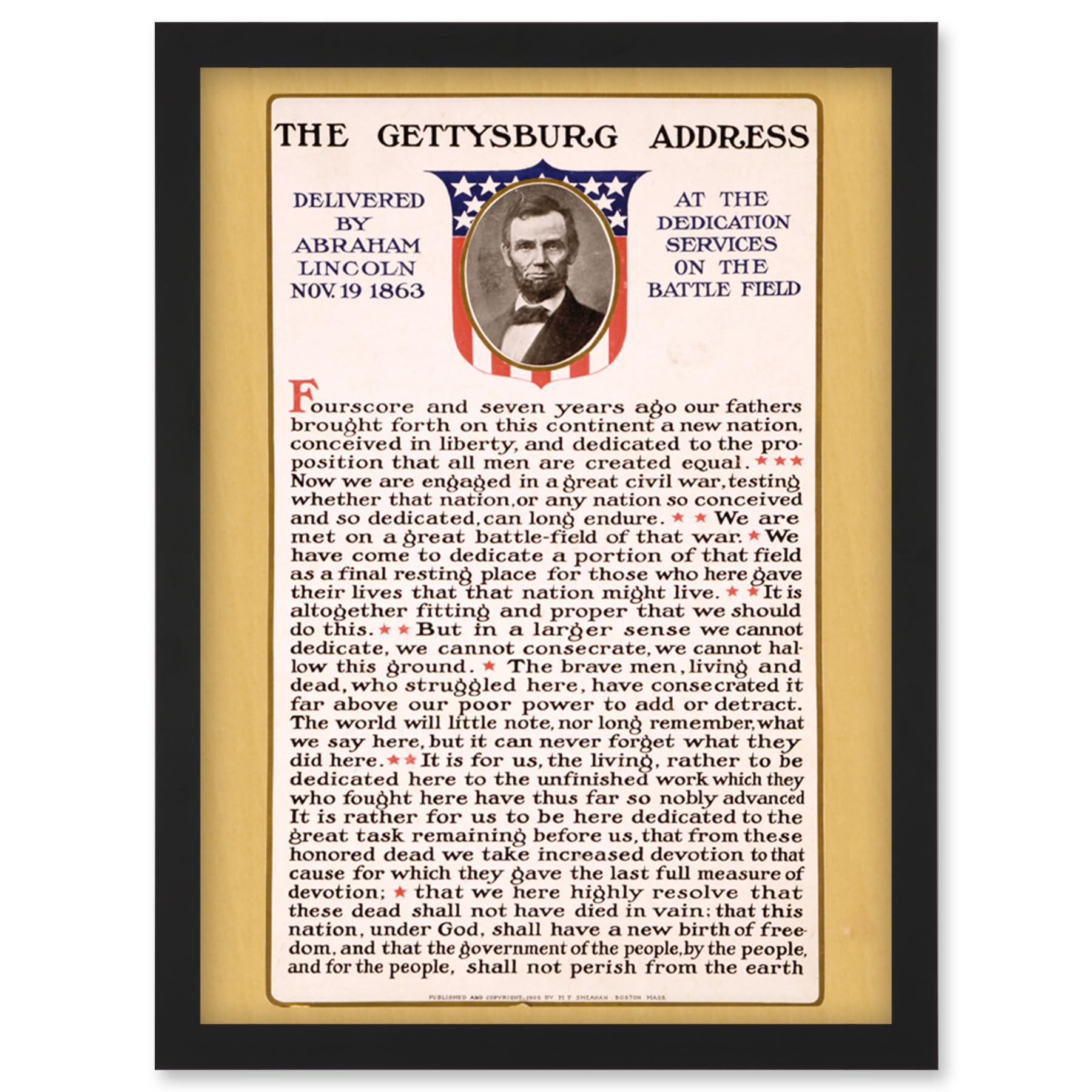 Artery8 War US Civil President Abraham Lincoln Gettysburg Address A4 Artwork Framed Wall Art Print