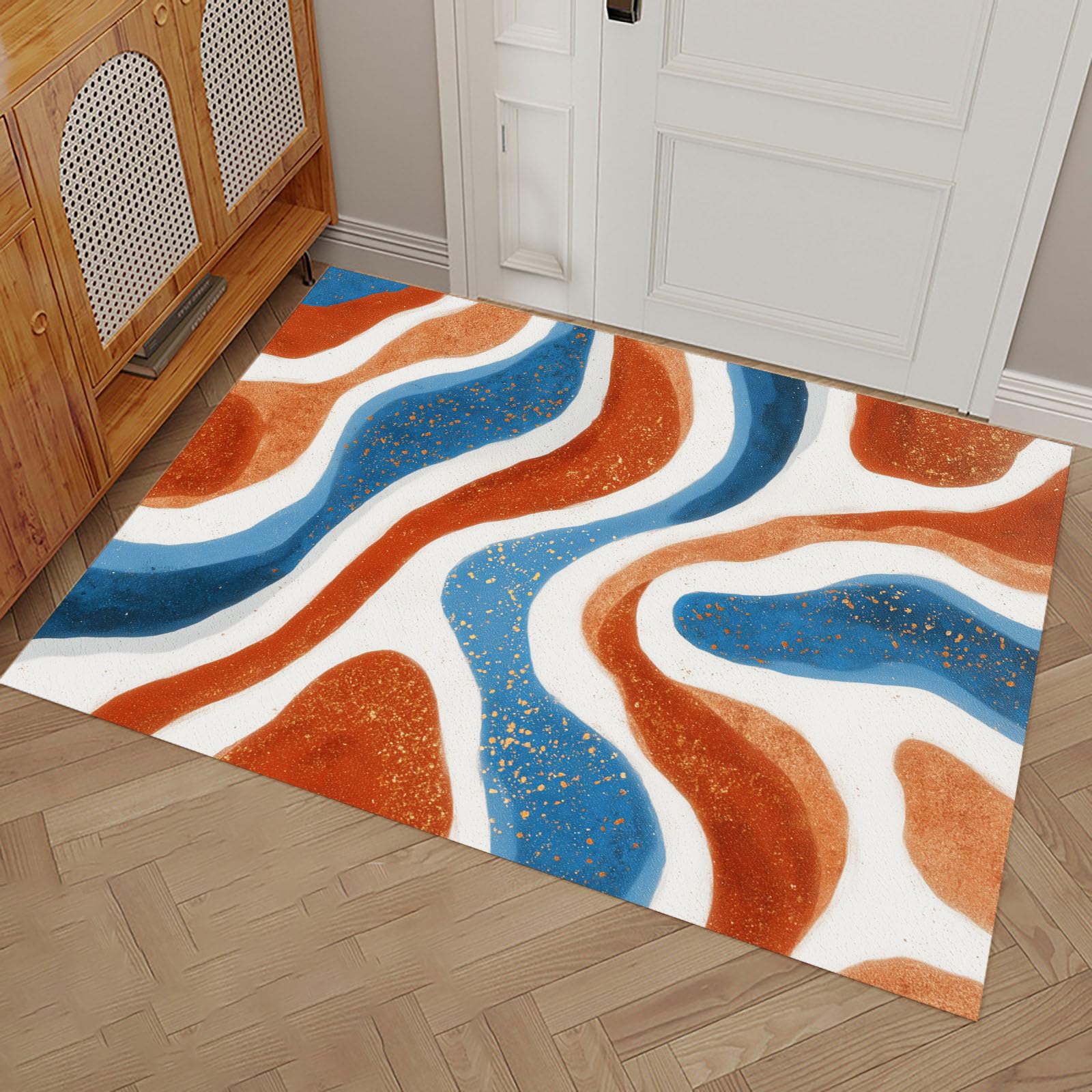 Tapis d'entrée intérieur art abstrait 90x150cm antidérapant rétro