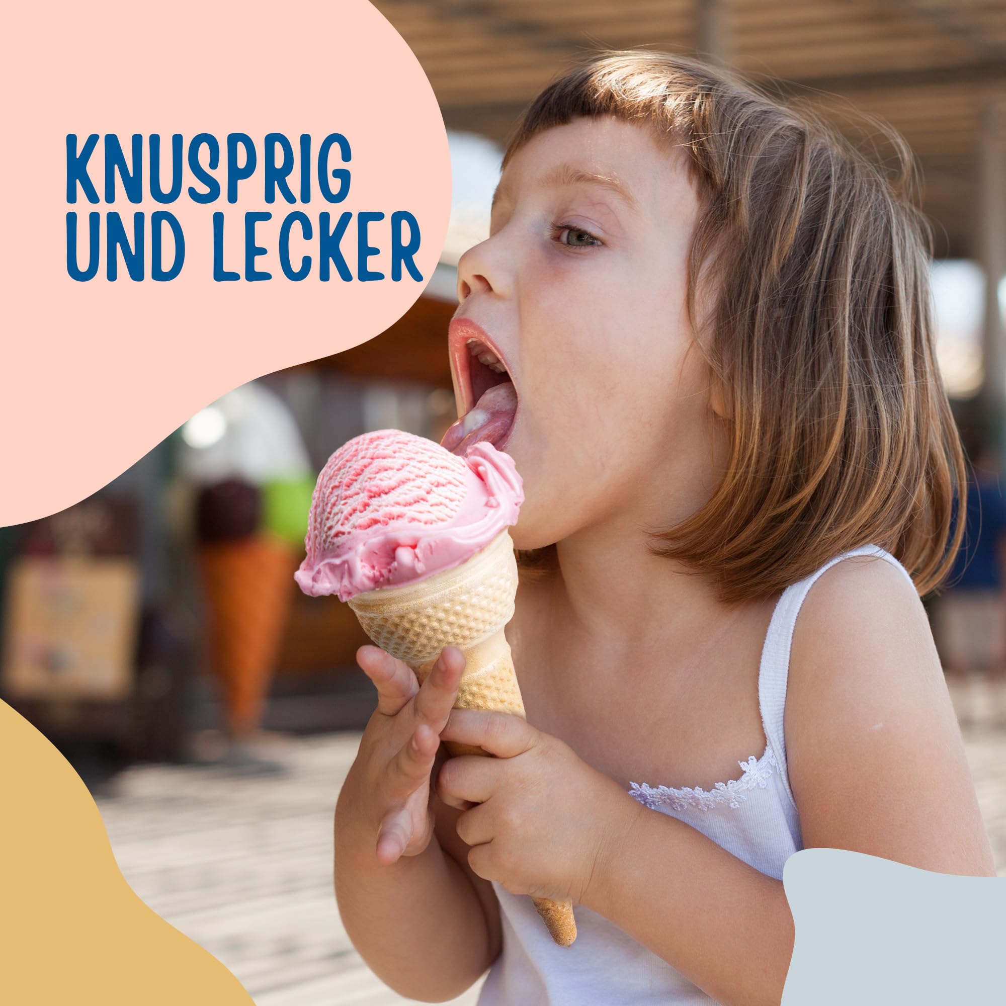 Bazko Klassischer Waffelbecher 7 cm 6,6 cm 143 Stück knusprige Eiswaffel Softeisbecher vegan
