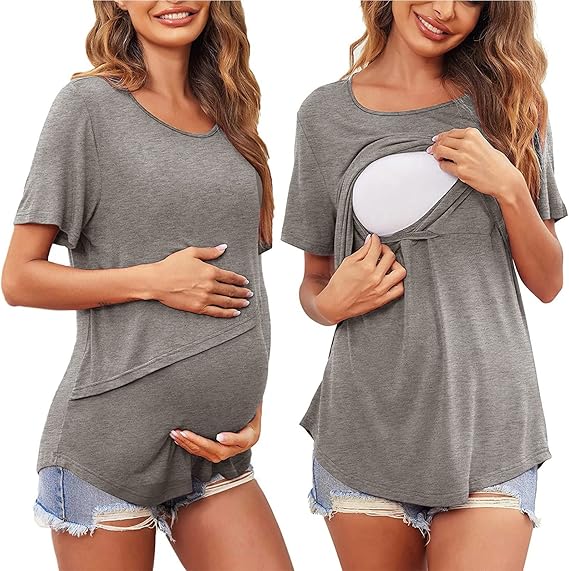 Maglietta Allattamento Scollo A V - Comoda E Elegante Per Gravidanza E Dopo - Foto 8