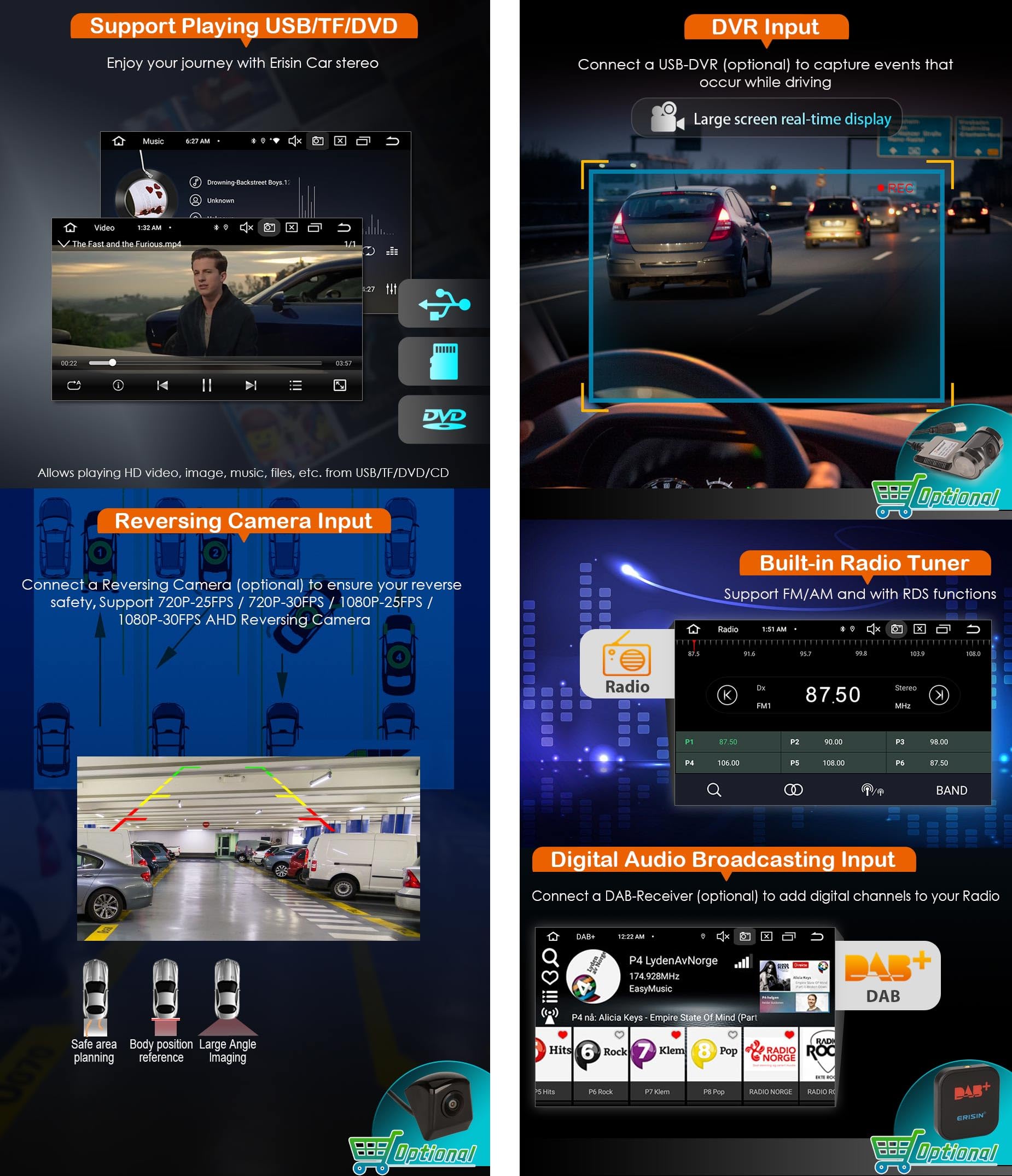 Erisin Android 16 4GB+64GB radio samochodowe Mercedes klasy C W203 klasy CLC W203