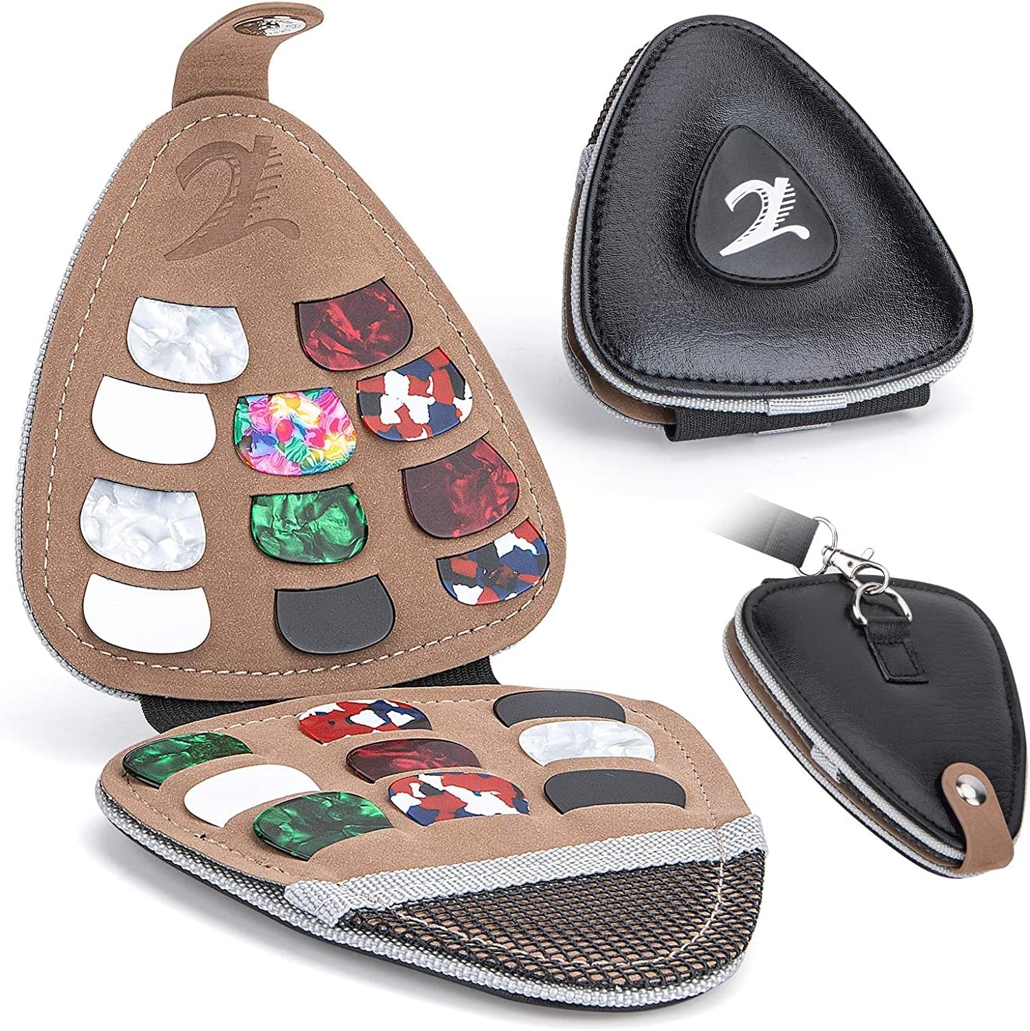 Syosi Guitar Picks Holder Case For Acoustic Electric Guitar, Variety Pack Storage Pouch Box, Pu Leather Plectrums Bag With Lanyard, Gift Players (Case Only)