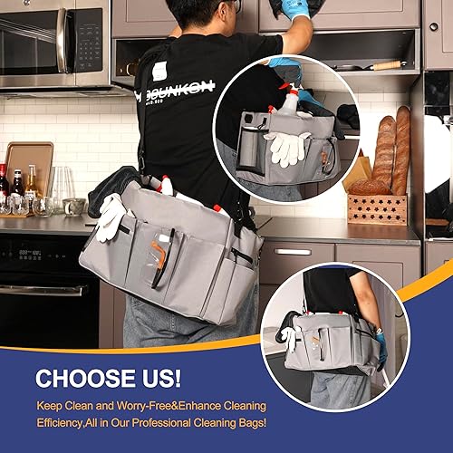 Miniatura 7 de Salient Paquete de bolsa de limpieza, bolsa de suministros de limpieza con 4 divisores plegables, correa para el hombro, asas laterales para amas de