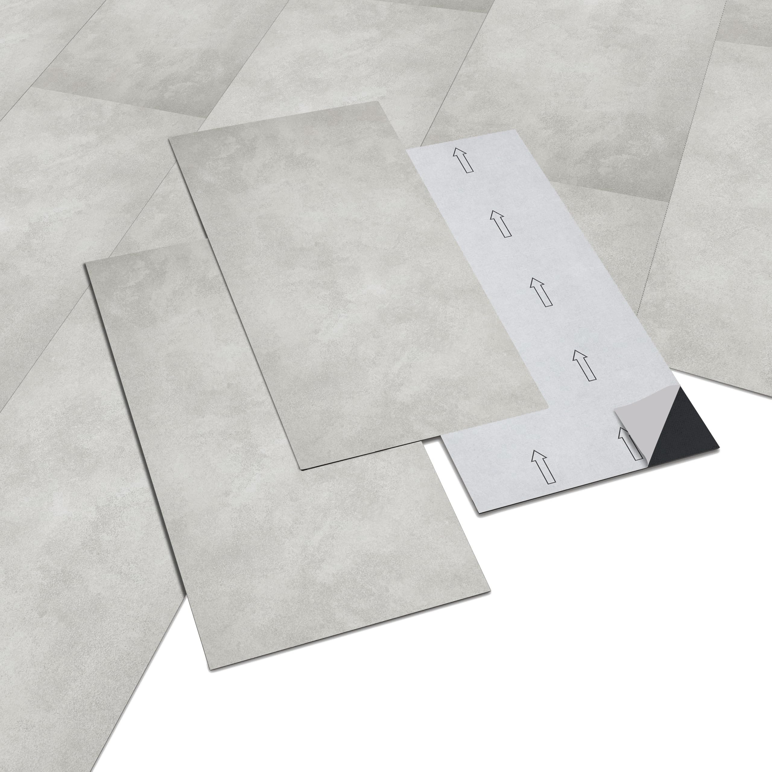 INMOZATA 28pcs/5m² Peel & Stick Marble Effect Vinyl Floor Tiles 30x60cm, Self-Adhesive, Waterproof, 2mm Thickness (Light Grey) for Bathroom & Kitchen — image 1